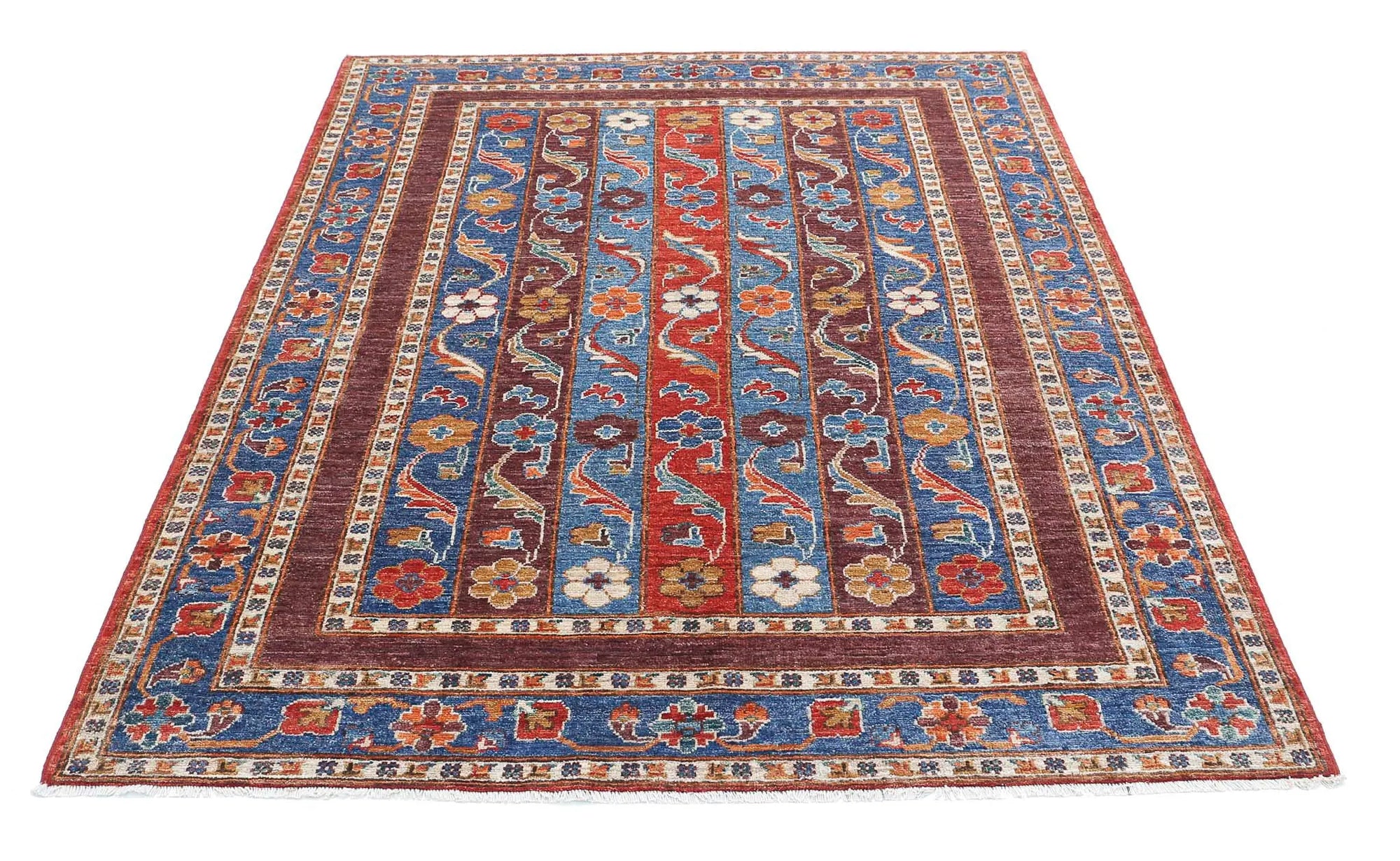 Hand Knotted Shaal Wool Rug - 5'0'' x 6'7'' - Arteverk Rugs Area rug