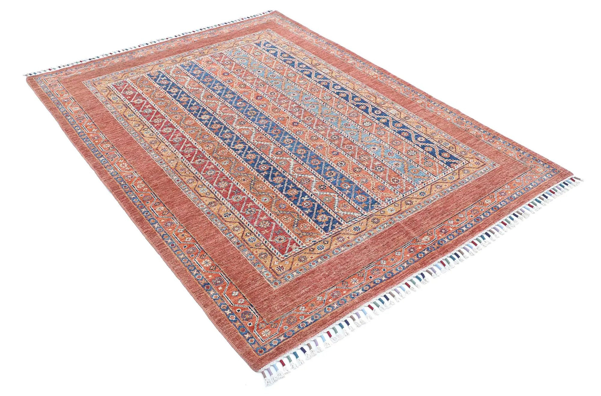 Hand Knotted Shaal Wool Rug - 5'1'' x 6'8''