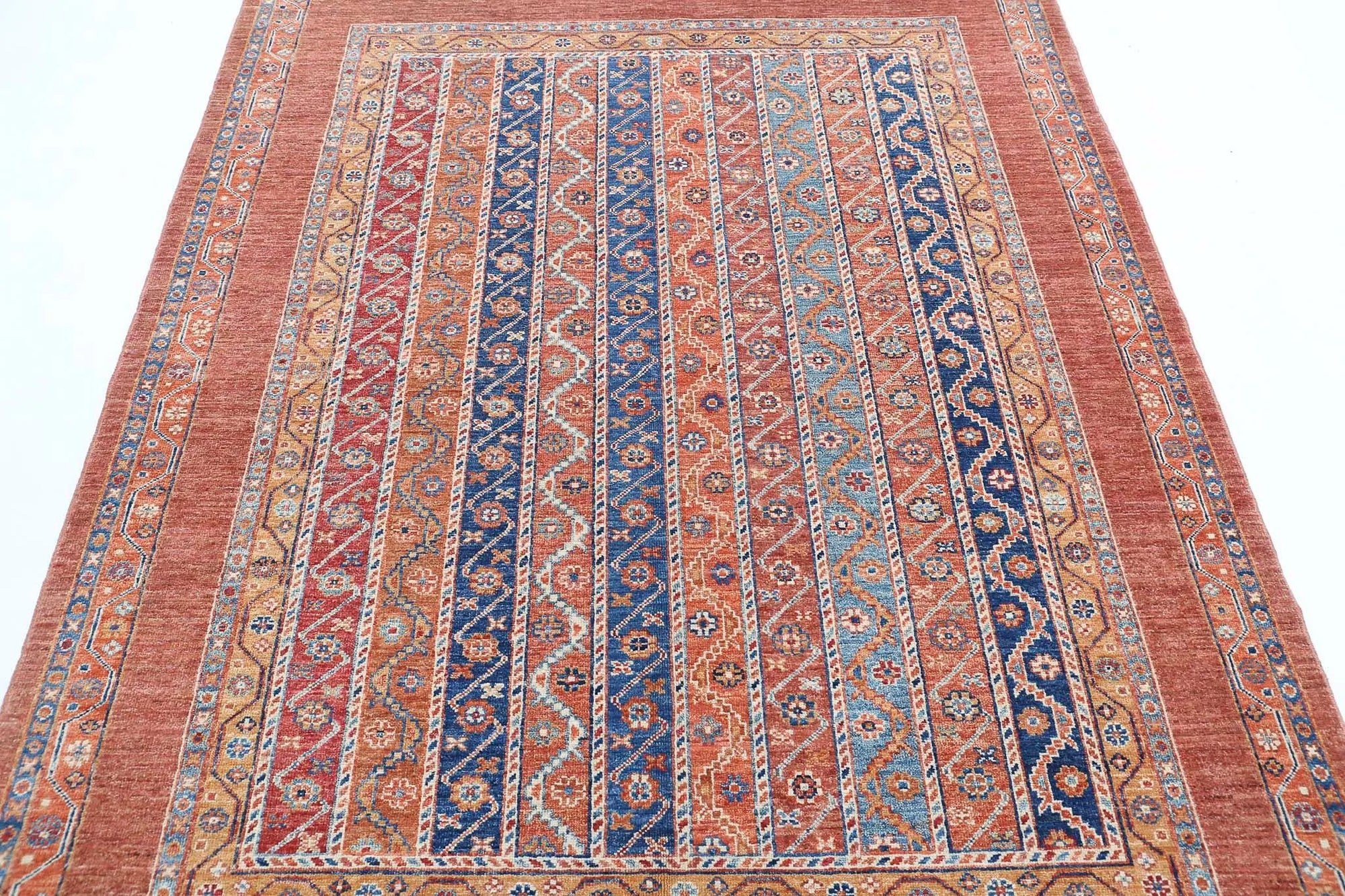 Hand Knotted Shaal Wool Rug - 5'1'' x 6'8''