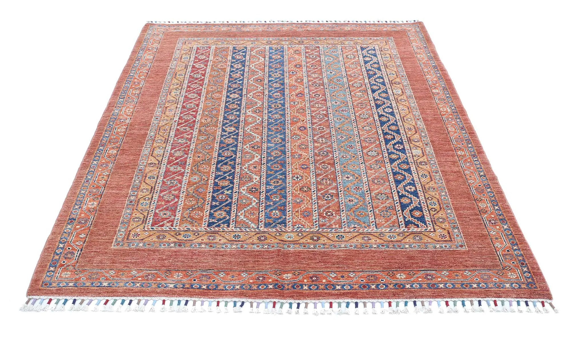 Hand Knotted Shaal Wool Rug - 5'1'' x 6'8''