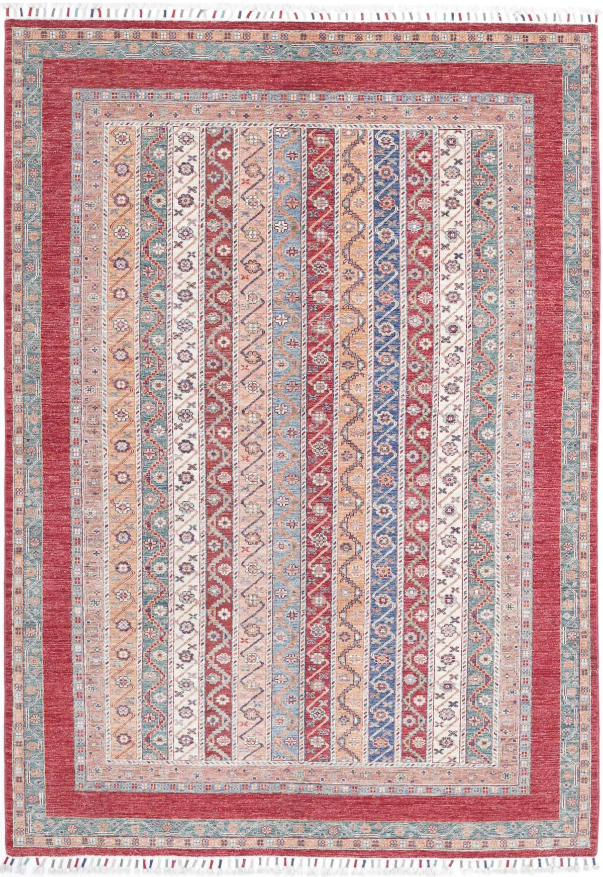 Hand Knotted Shaal Wool Rug - 5&#39;4&#39;&#39; x 7&#39;10&#39;&#39;