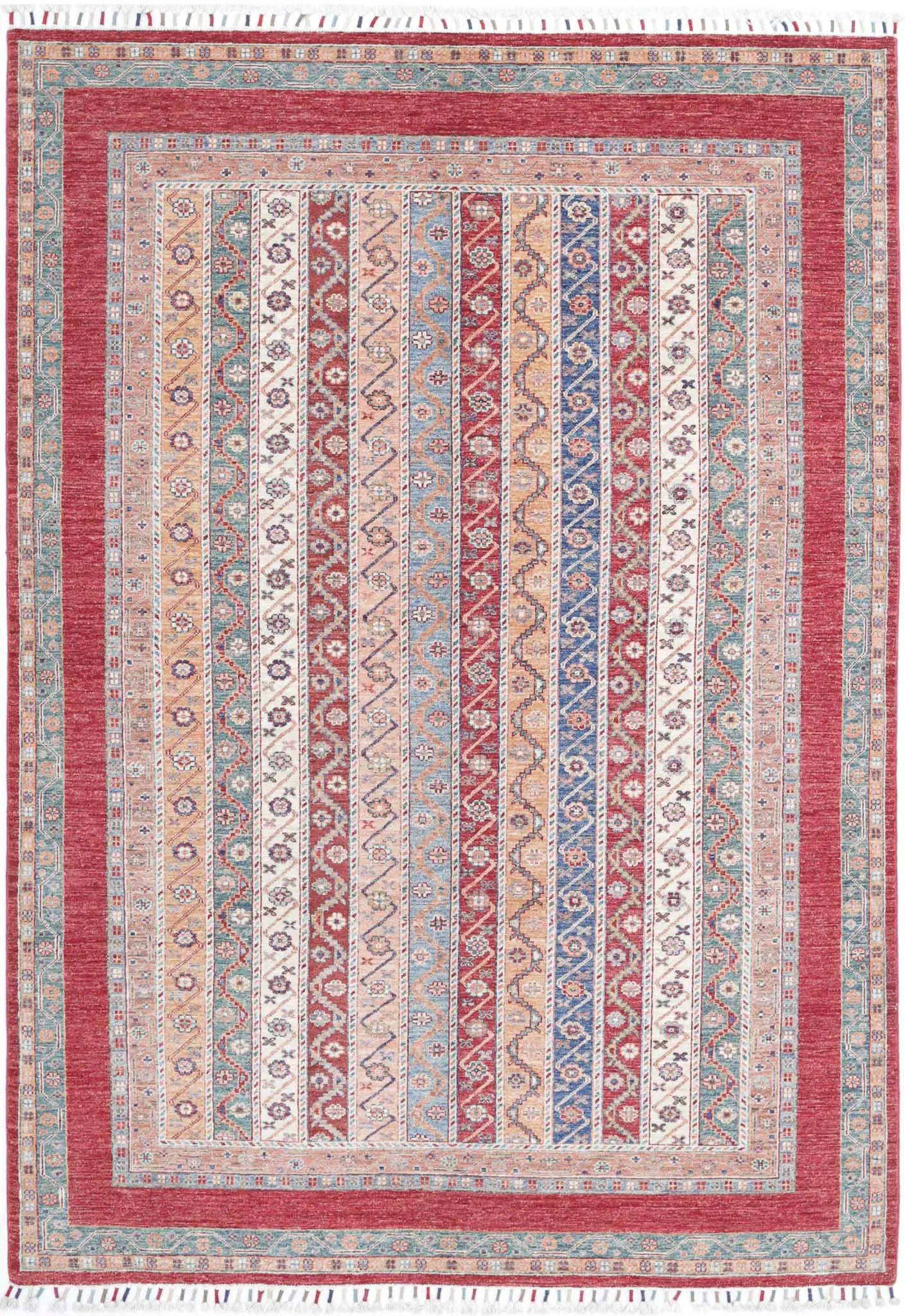 Hand Knotted Shaal Wool Rug - 5'4'' x 7'10''