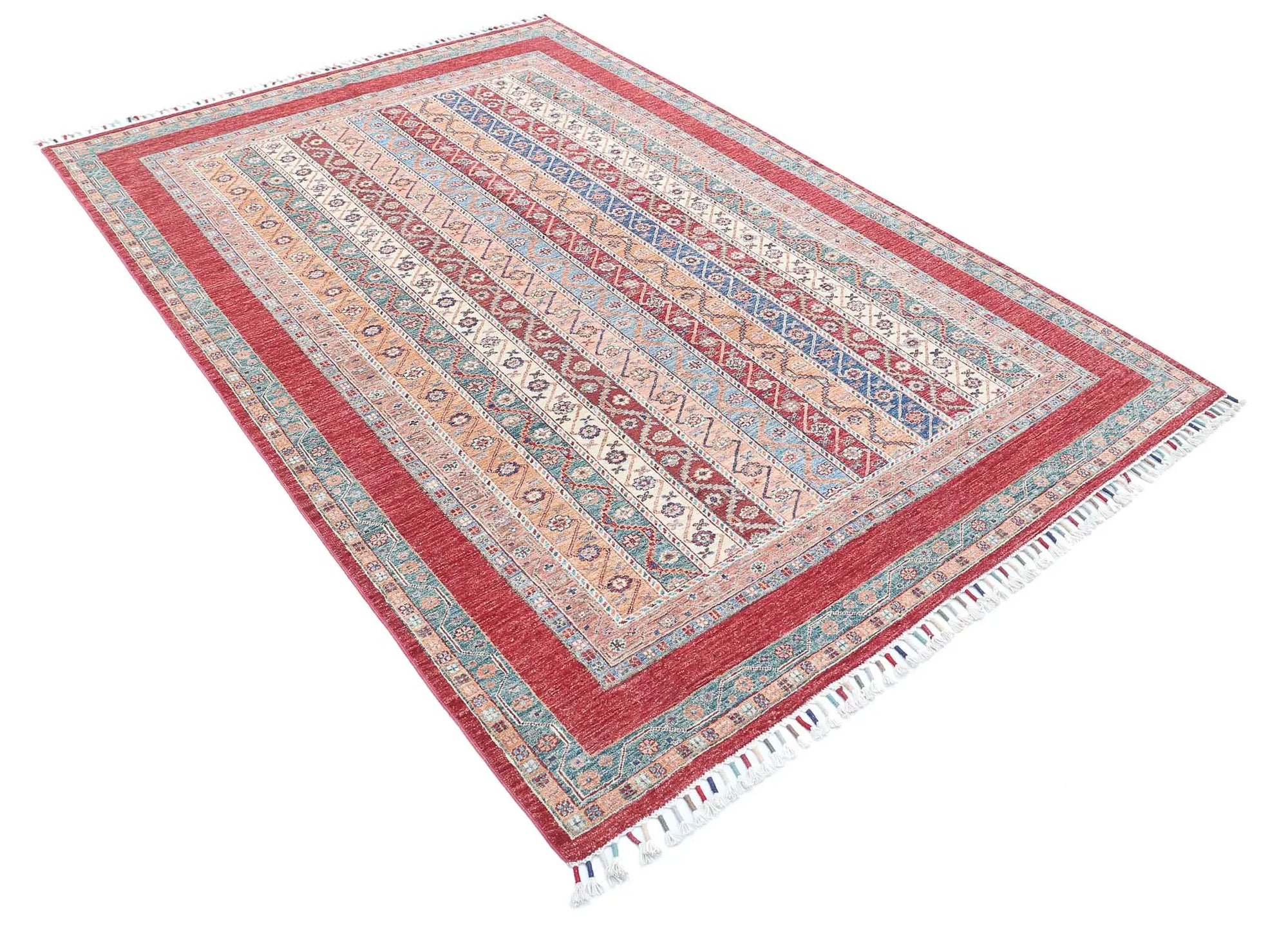 Hand Knotted Shaal Wool Rug - 5'4'' x 7'10''