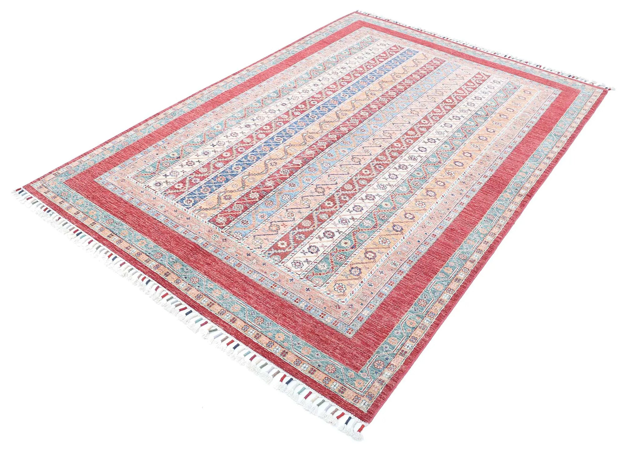 Hand Knotted Shaal Wool Rug - 5'4'' x 7'10''