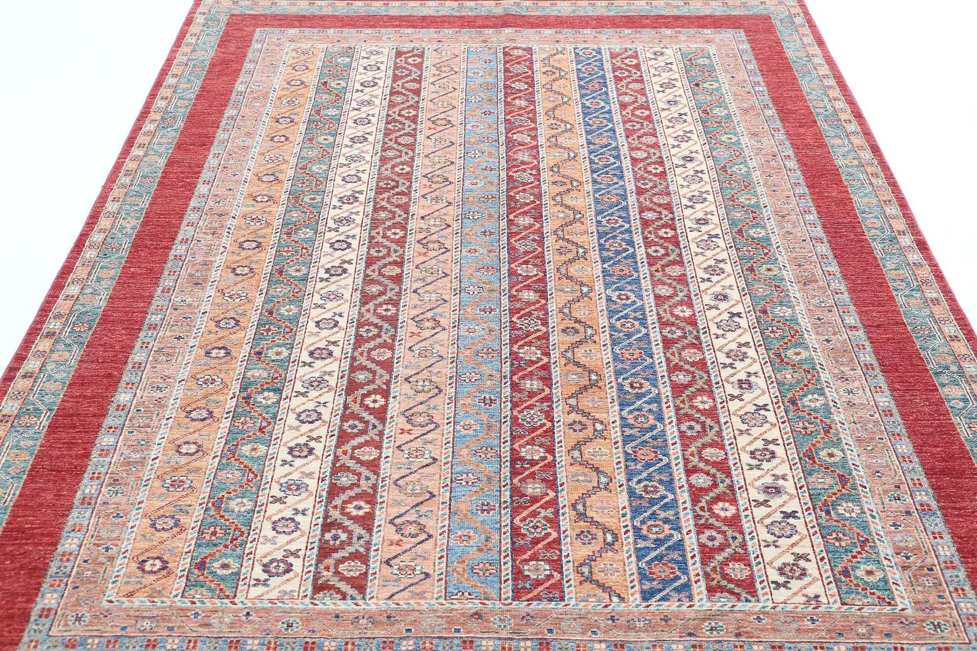 Hand Knotted Shaal Wool Rug - 5'4'' x 7'10''