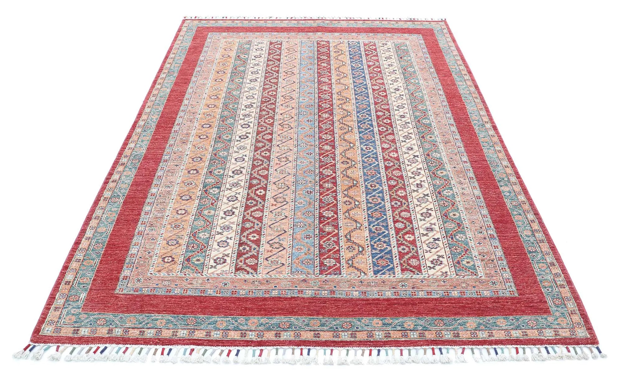 Hand Knotted Shaal Wool Rug - 5'4'' x 7'10''