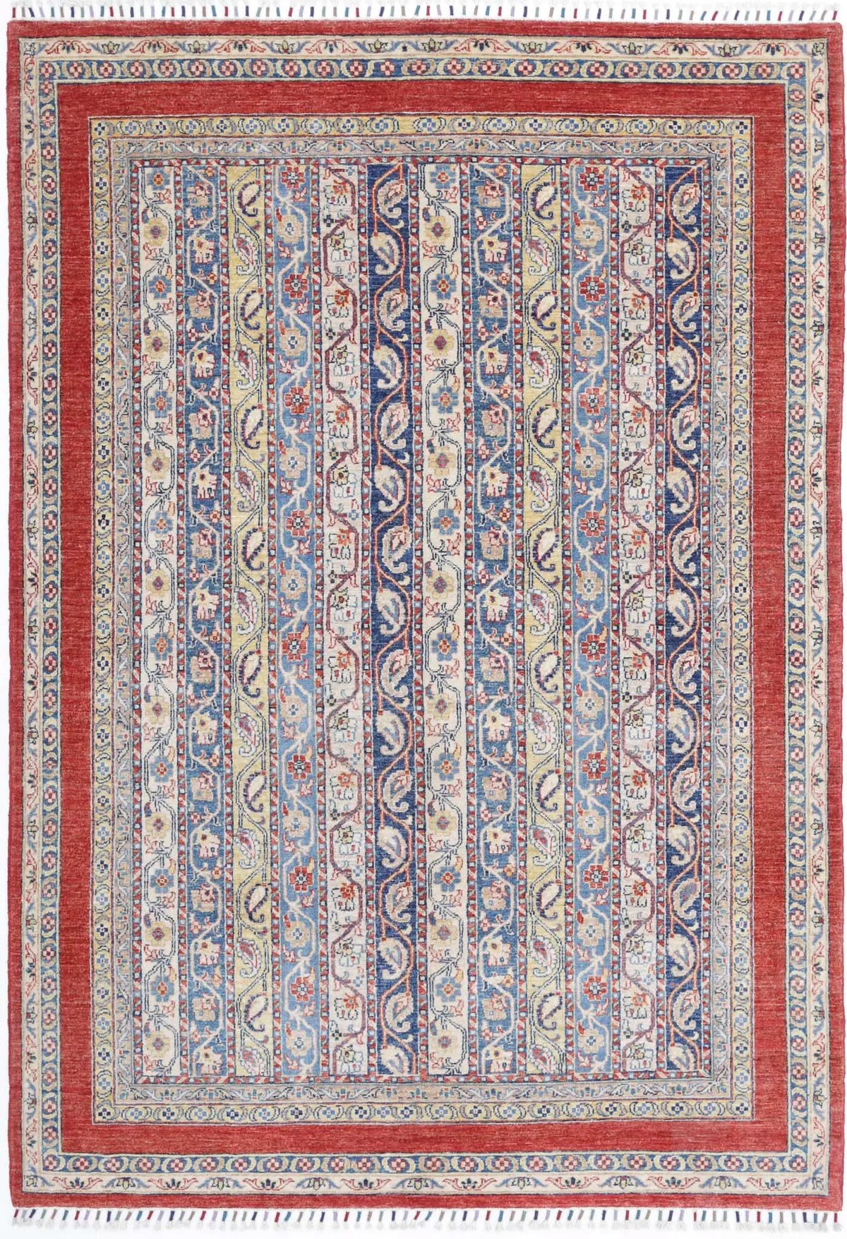 Hand Knotted Shaal Wool Rug - 5&#39;4&#39;&#39; x 8&#39;8&#39;&#39;