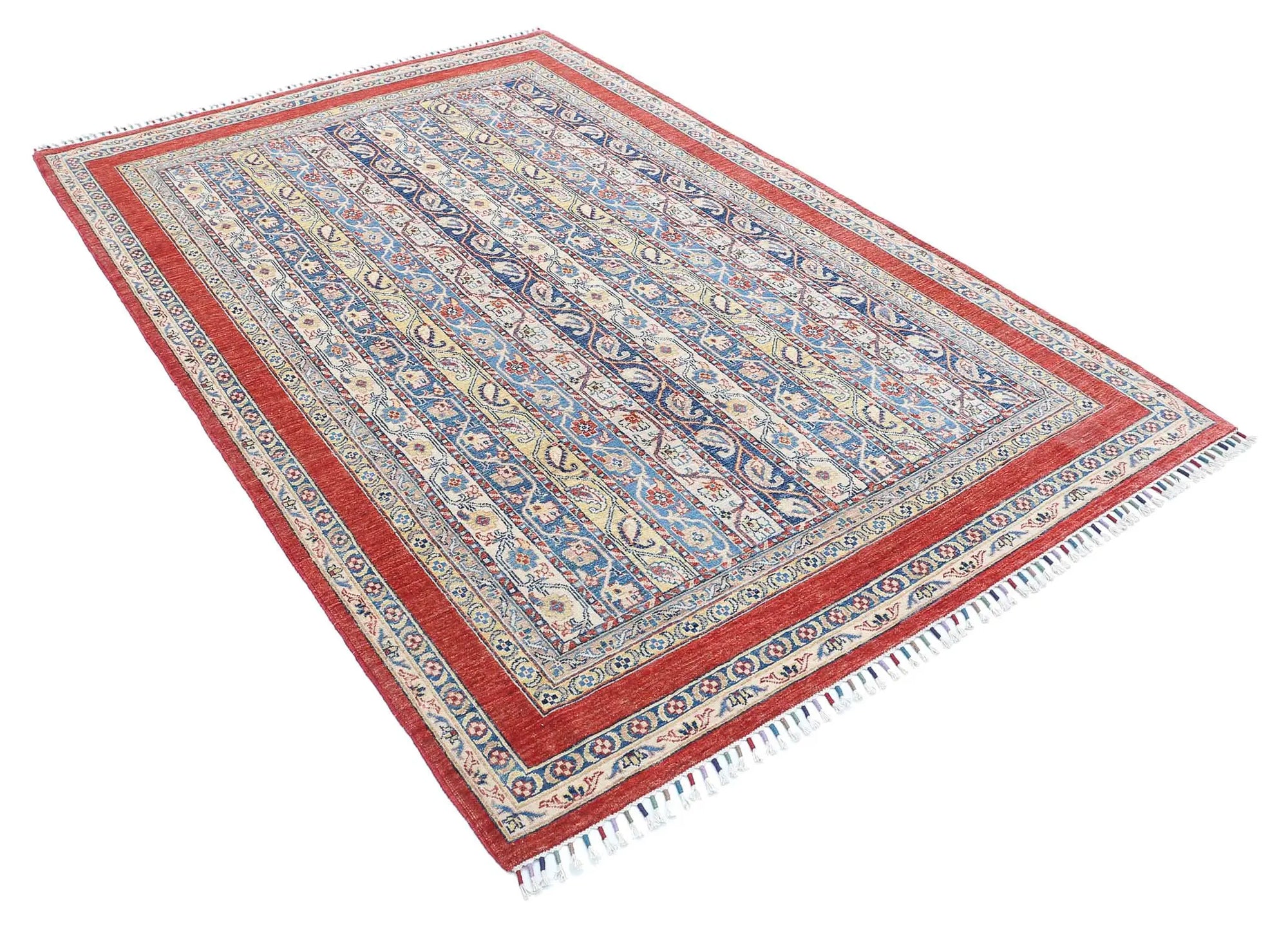 Hand Knotted Shaal Wool Rug - 5'4'' x 8'8''