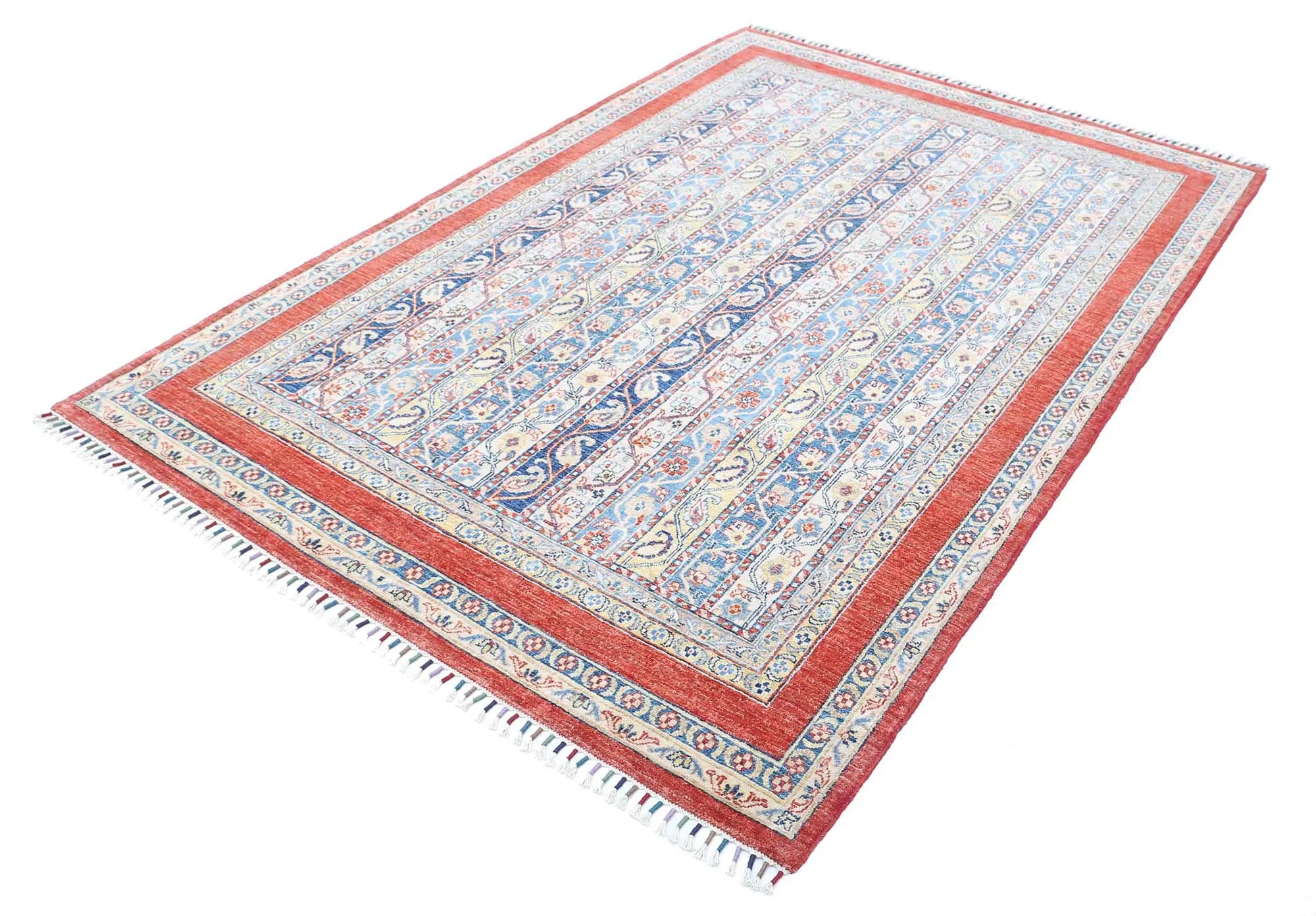 Hand Knotted Shaal Wool Rug - 5'4'' x 8'8''