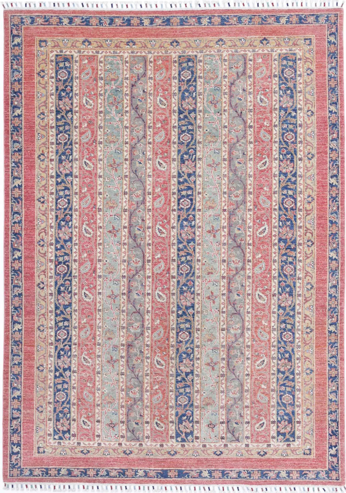 Hand Knotted Shaal Wool Rug - 5'5'' x 7'9''