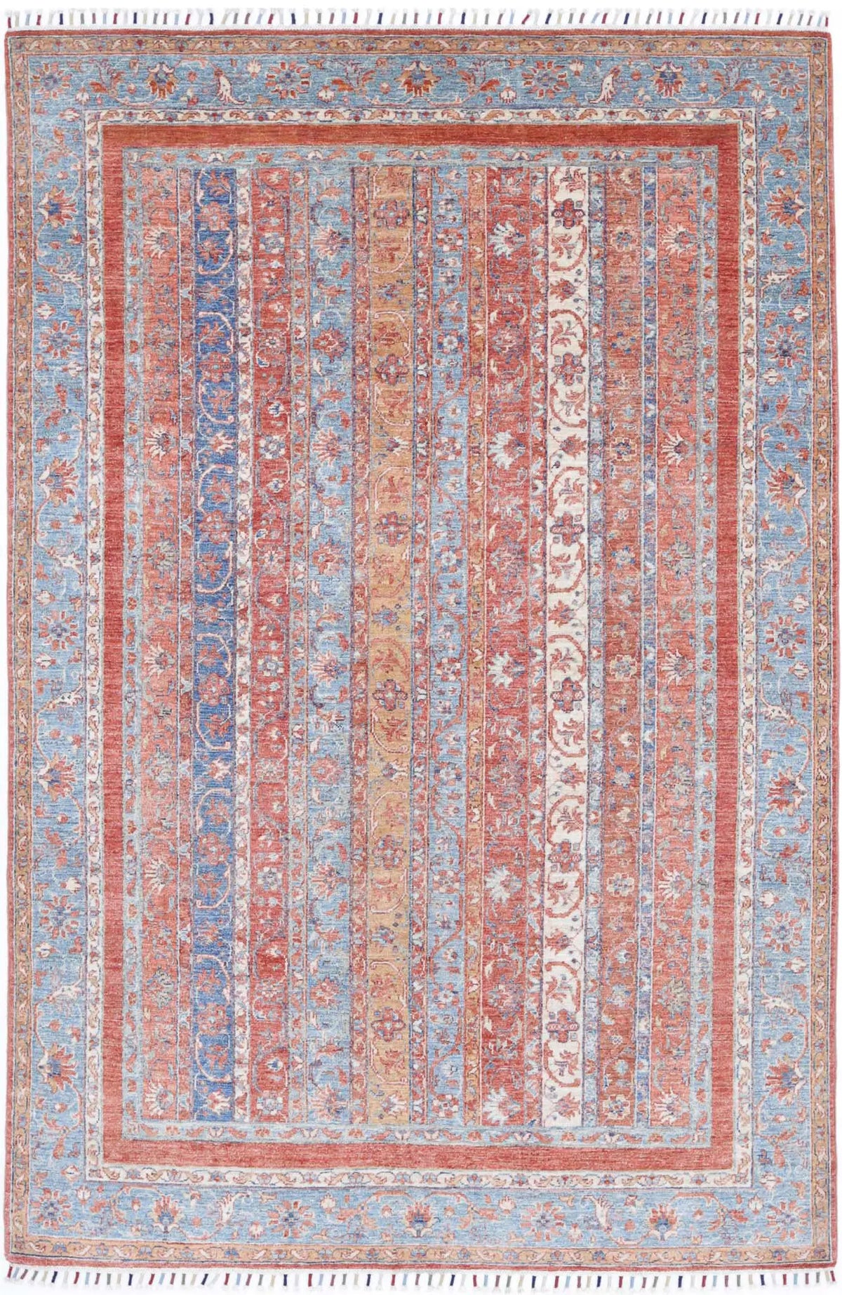 Hand Knotted Shaal Wool Rug - 5&#39;5&#39;&#39; x 8&#39;4&#39;&#39;