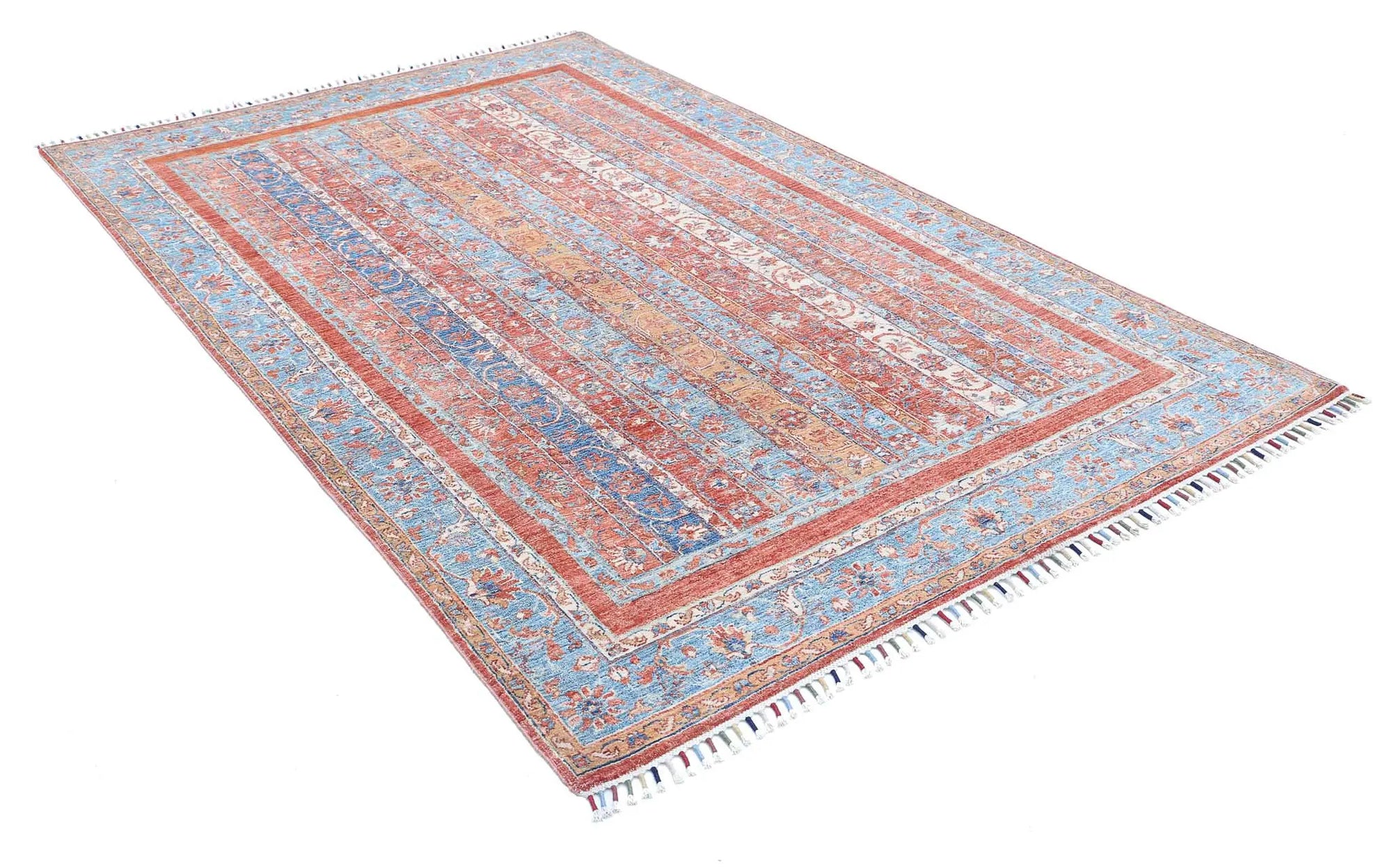 Hand Knotted Shaal Wool Rug - 5'5'' x 8'4''