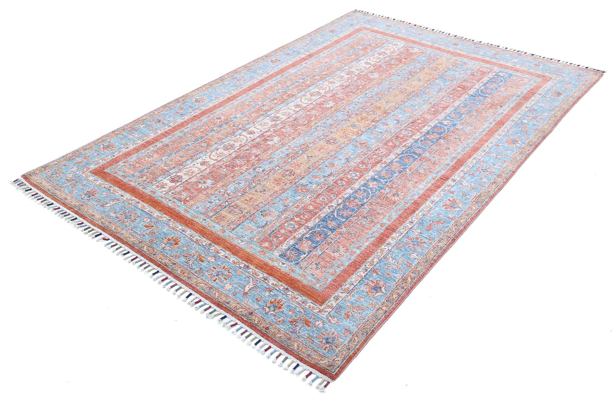 Hand Knotted Shaal Wool Rug - 5'5'' x 8'4''