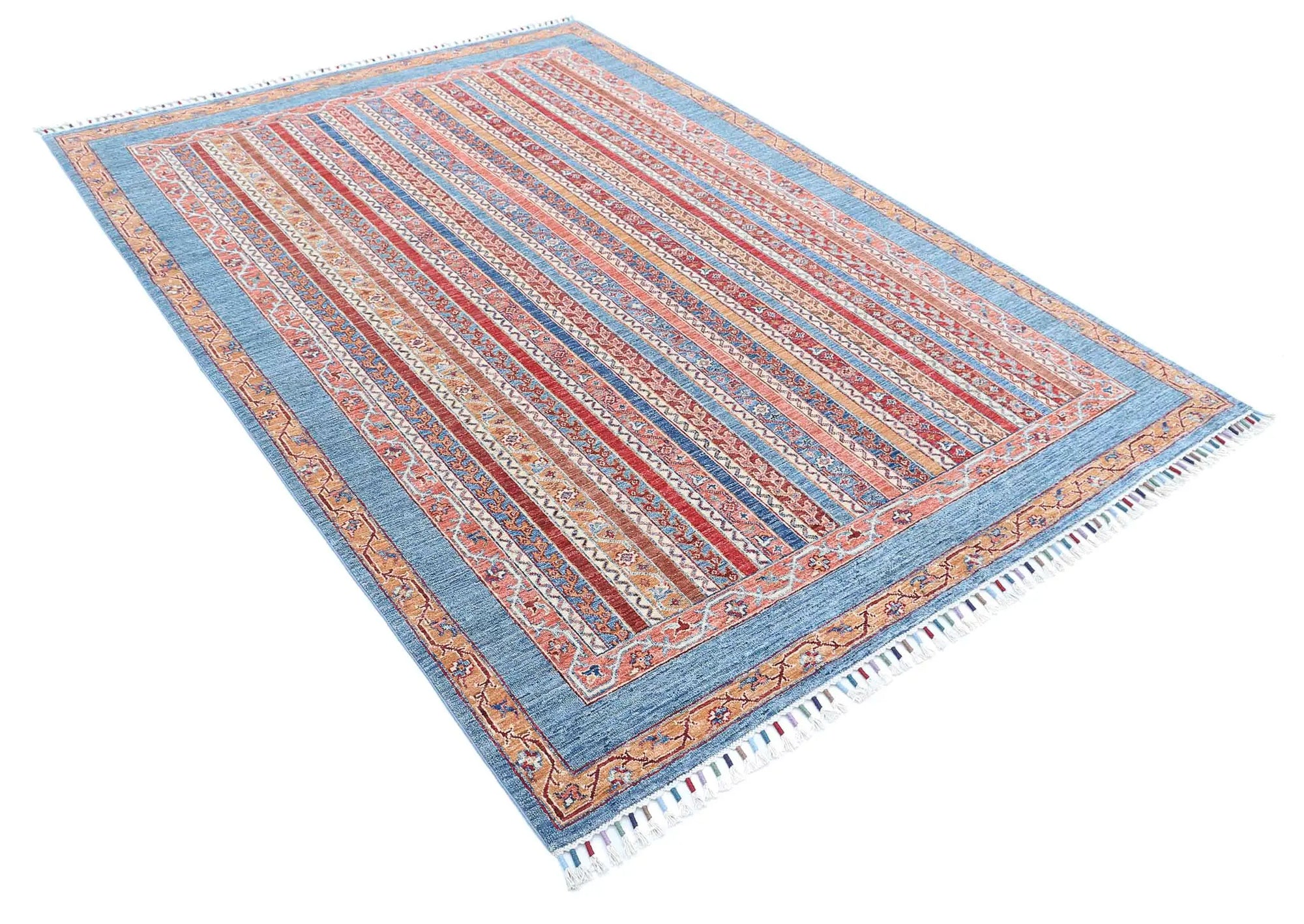 Hand Knotted Shaal Wool Rug - 5'6'' x 7'10''