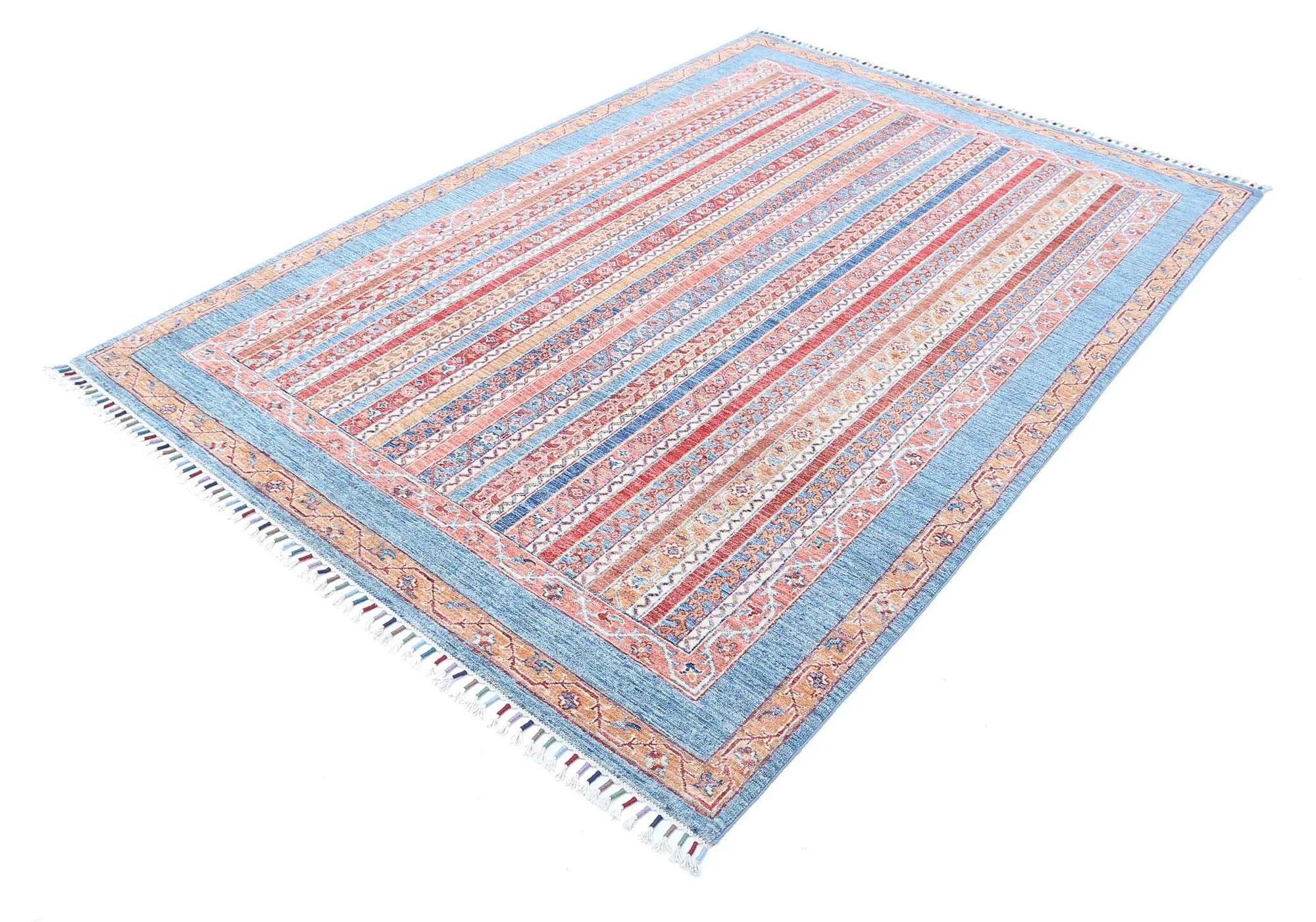 Hand Knotted Shaal Wool Rug - 5'6'' x 7'10''