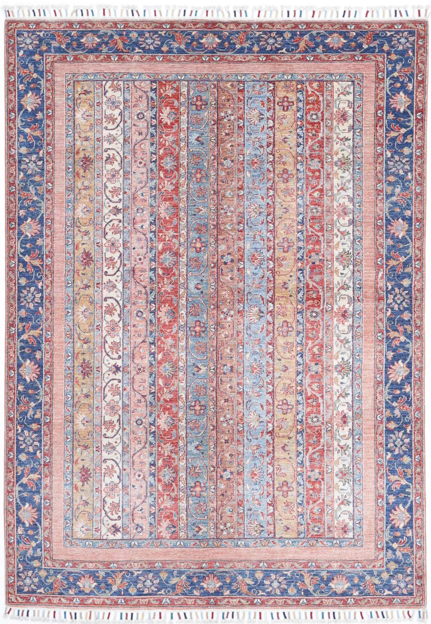 Hand Knotted Shaal Wool Rug - 5'6'' x 7'11''