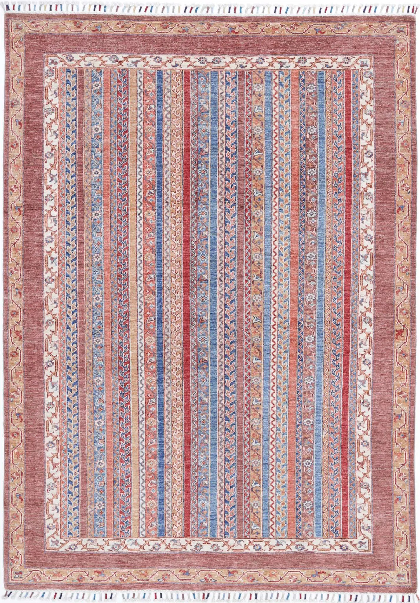 Hand Knotted Shaal Wool Rug - 5'6'' x 7'9''