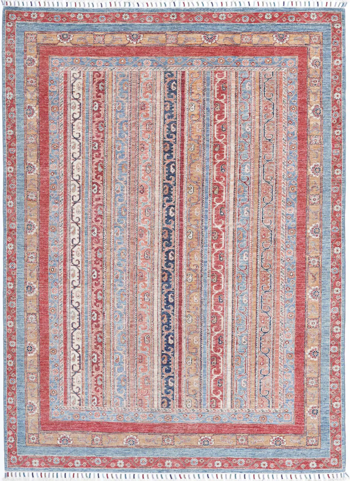 Hand Knotted Shaal Wool Rug - 5&#39;7&#39;&#39; x 7&#39;10&#39;&#39;