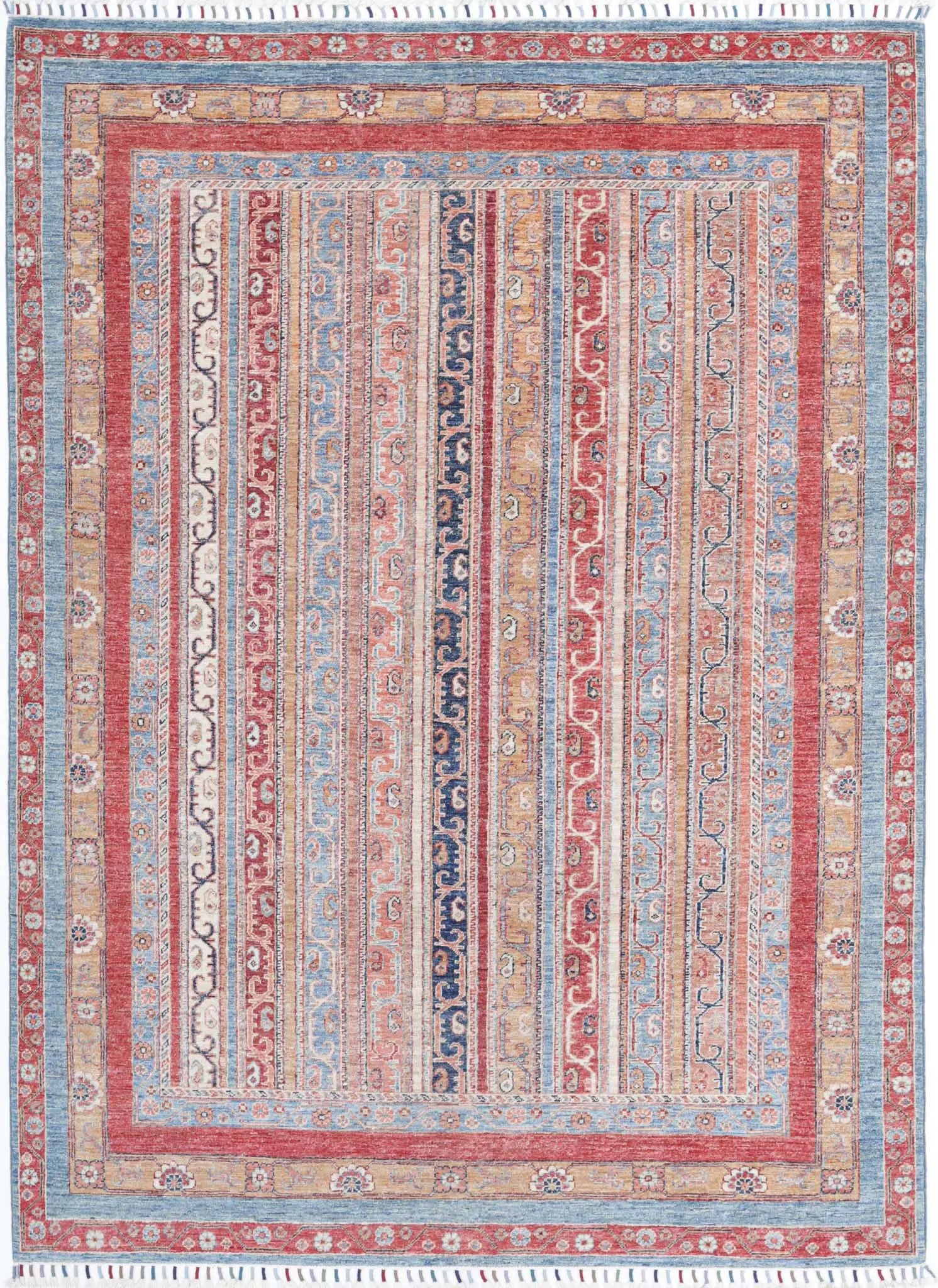 Hand Knotted Shaal Wool Rug - 5'7'' x 7'10''