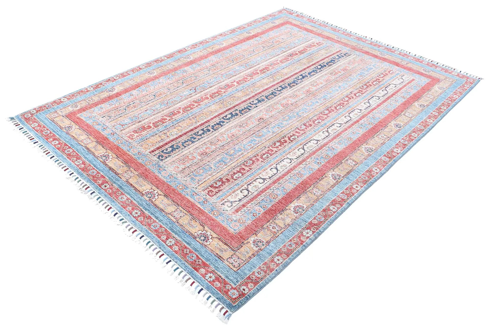 Hand Knotted Shaal Wool Rug - 5'7'' x 7'10''