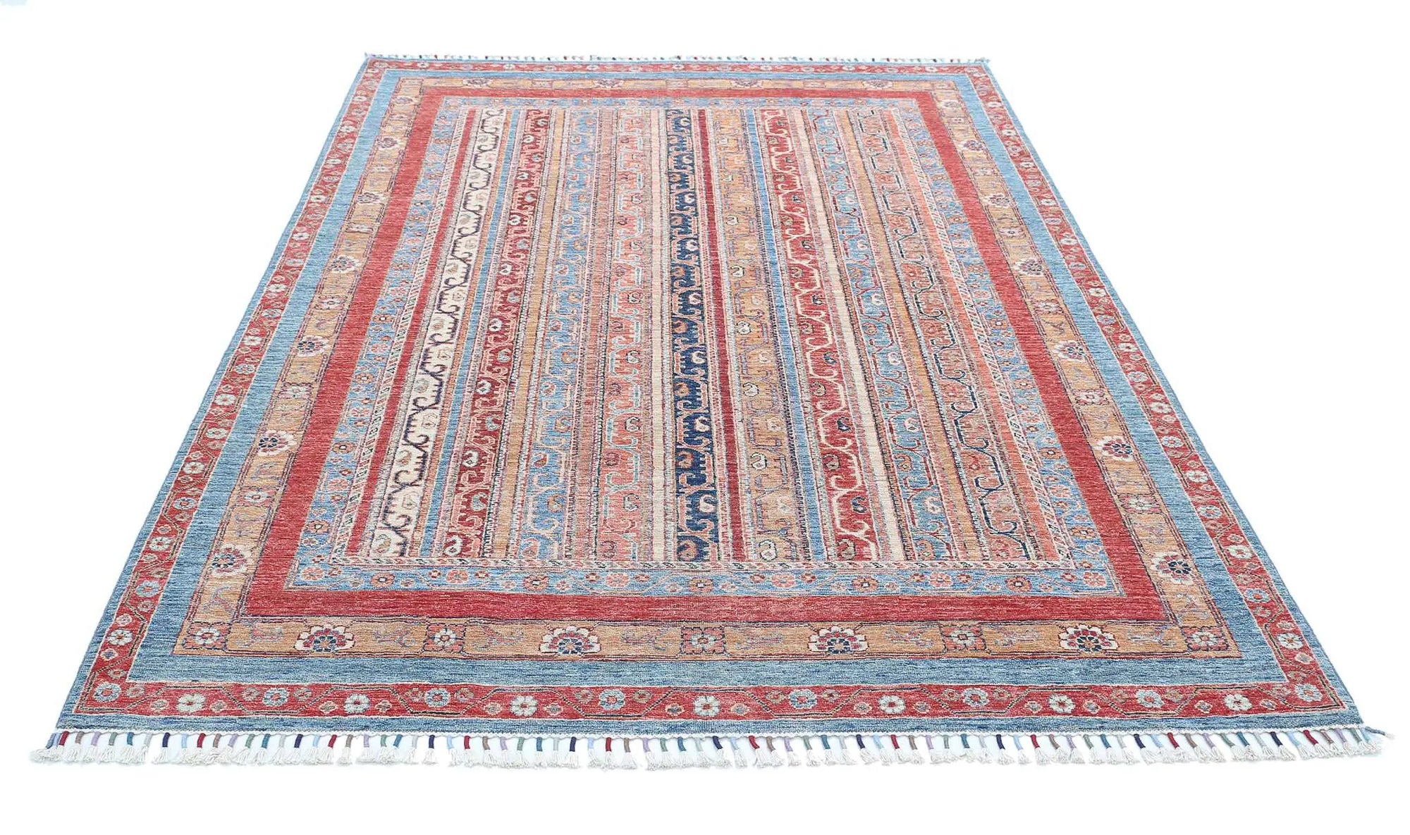 Hand Knotted Shaal Wool Rug - 5'7'' x 7'10''