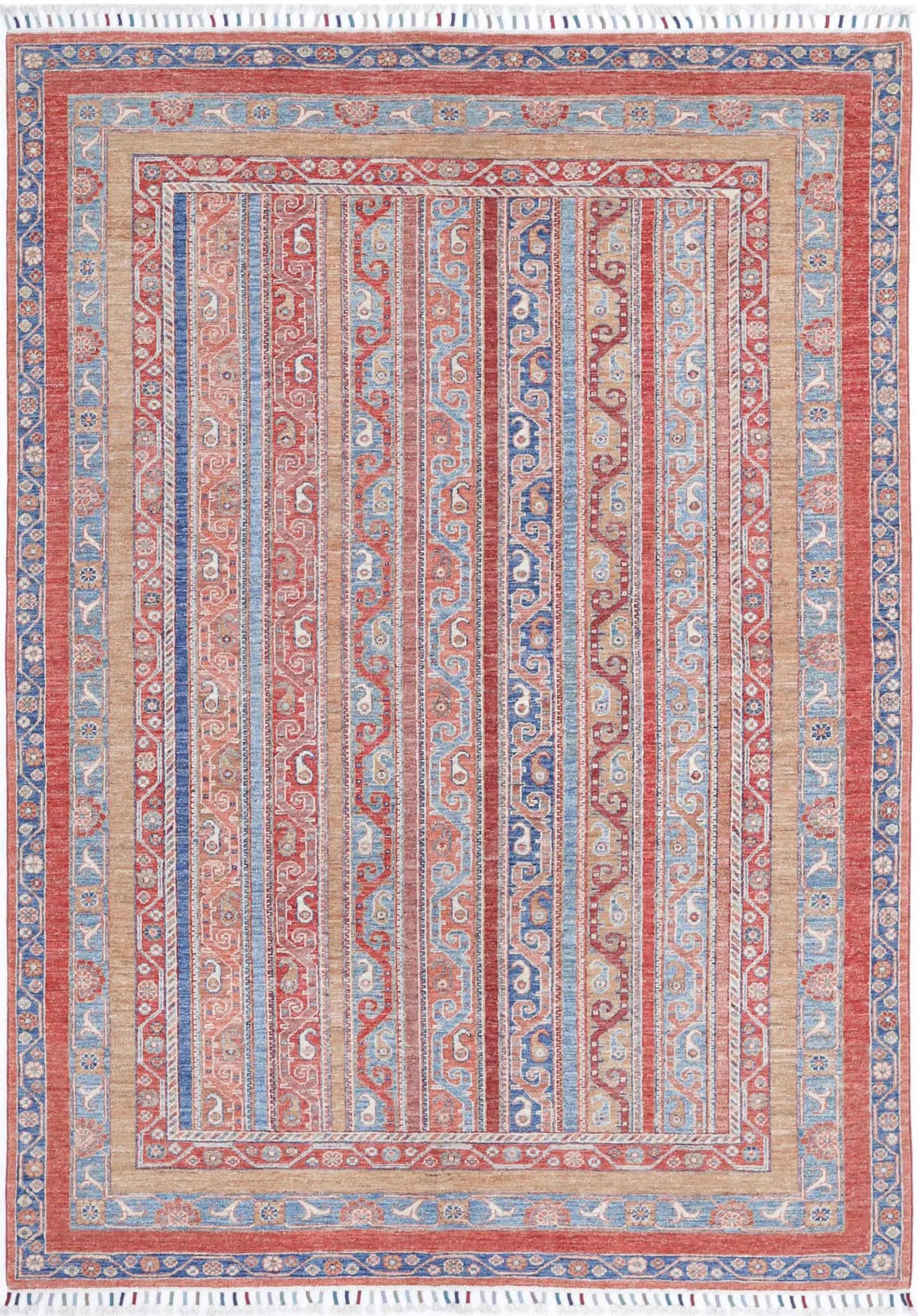 Hand Knotted Shaal Wool Rug - 5&#39;7&#39;&#39; x 7&#39;11&#39;&#39;