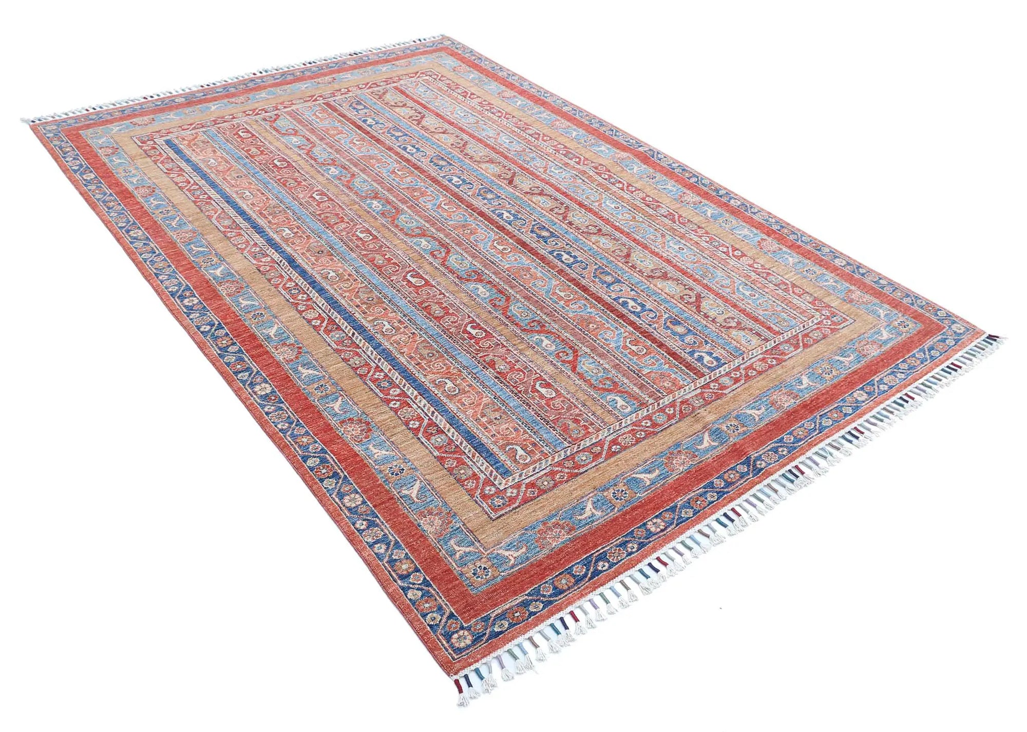 Hand Knotted Shaal Wool Rug - 5'7'' x 7'11''