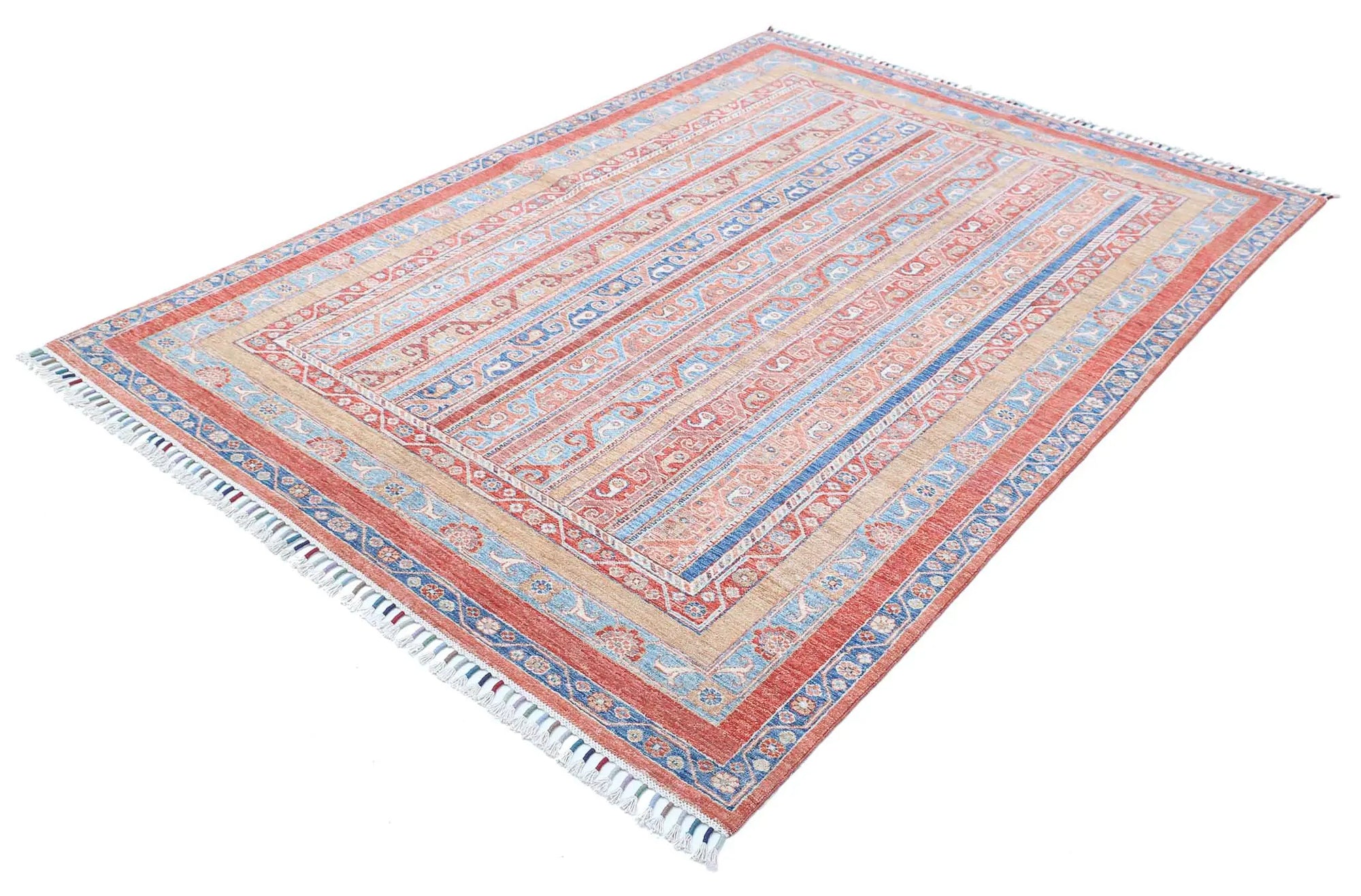 Hand Knotted Shaal Wool Rug - 5'7'' x 7'11''