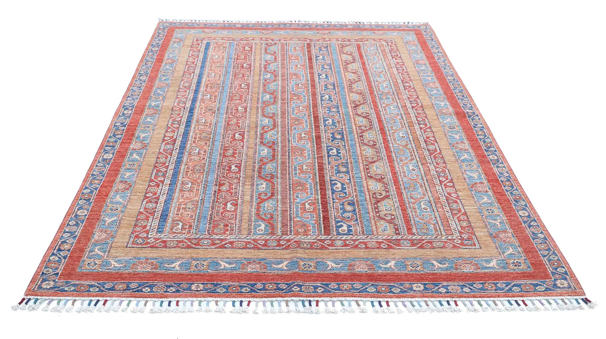 Hand Knotted Shaal Wool Rug - 5'7'' x 7'11''