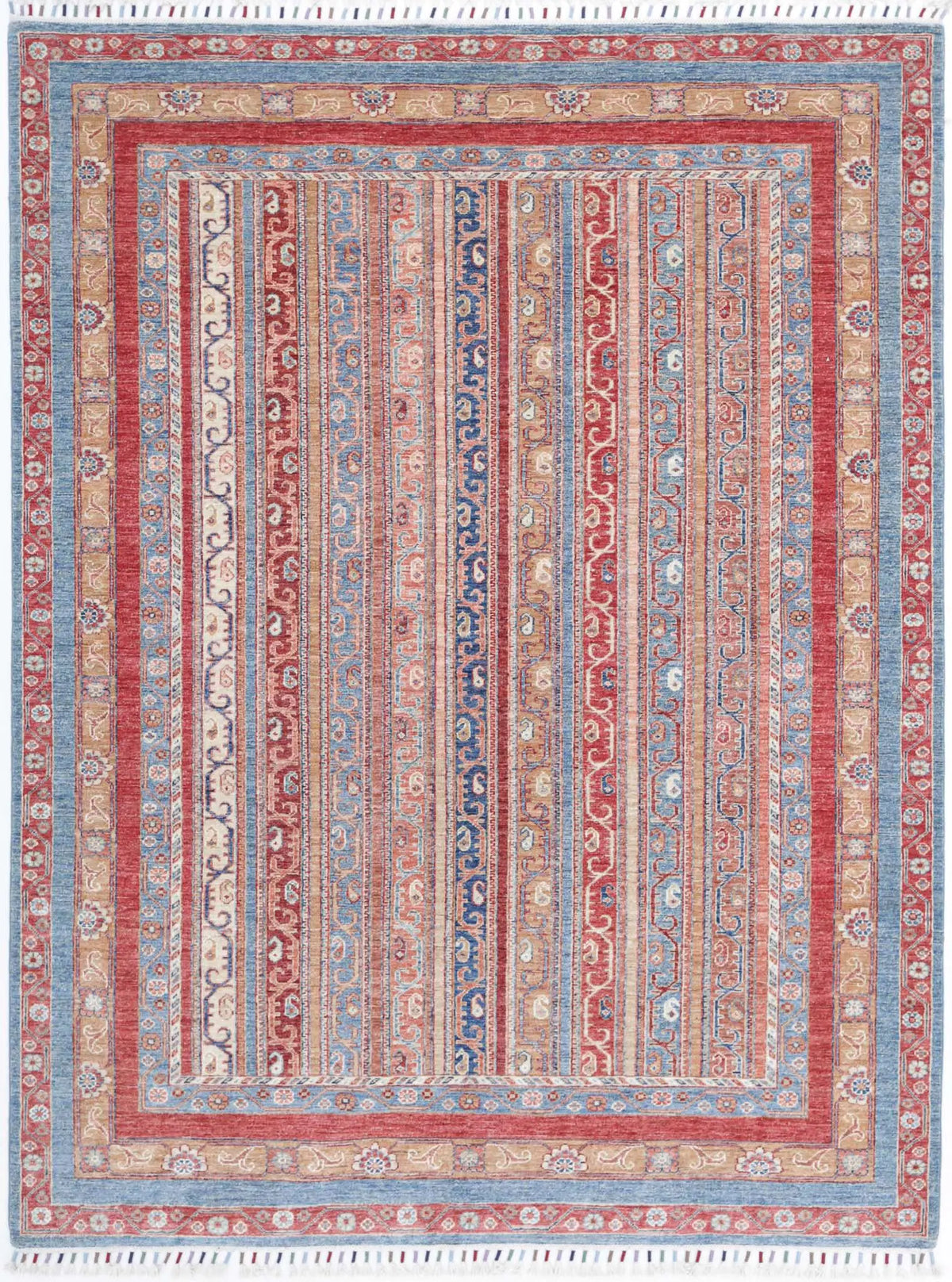 Hand Knotted Shaal Wool Rug - 5&#39;7&#39;&#39; x 7&#39;9&#39;&#39;