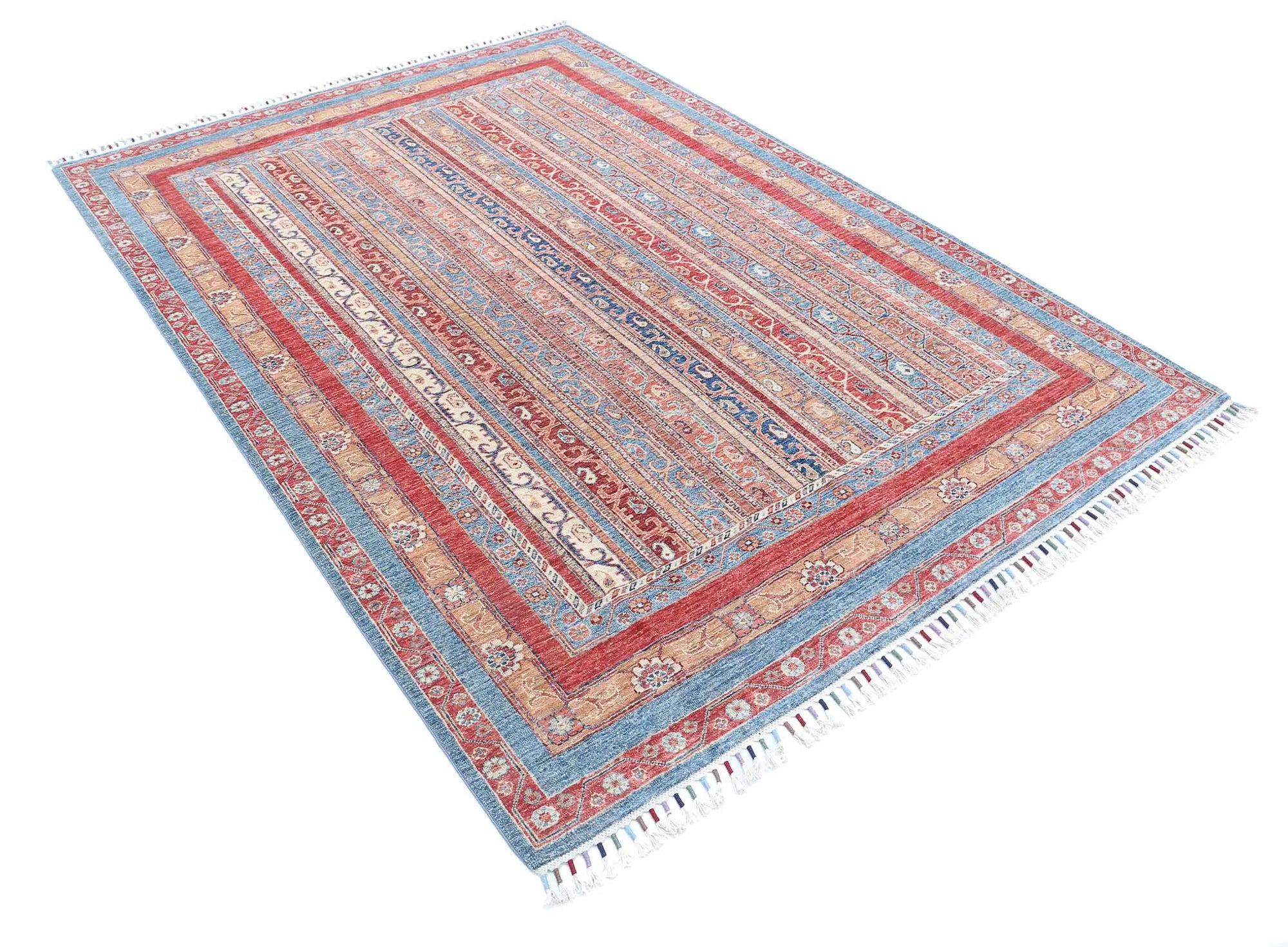 Hand Knotted Shaal Wool Rug - 5'7'' x 7'9''