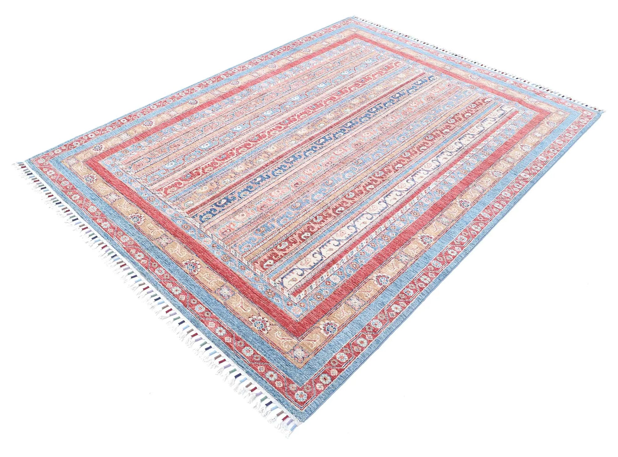 Hand Knotted Shaal Wool Rug - 5'7'' x 7'9''