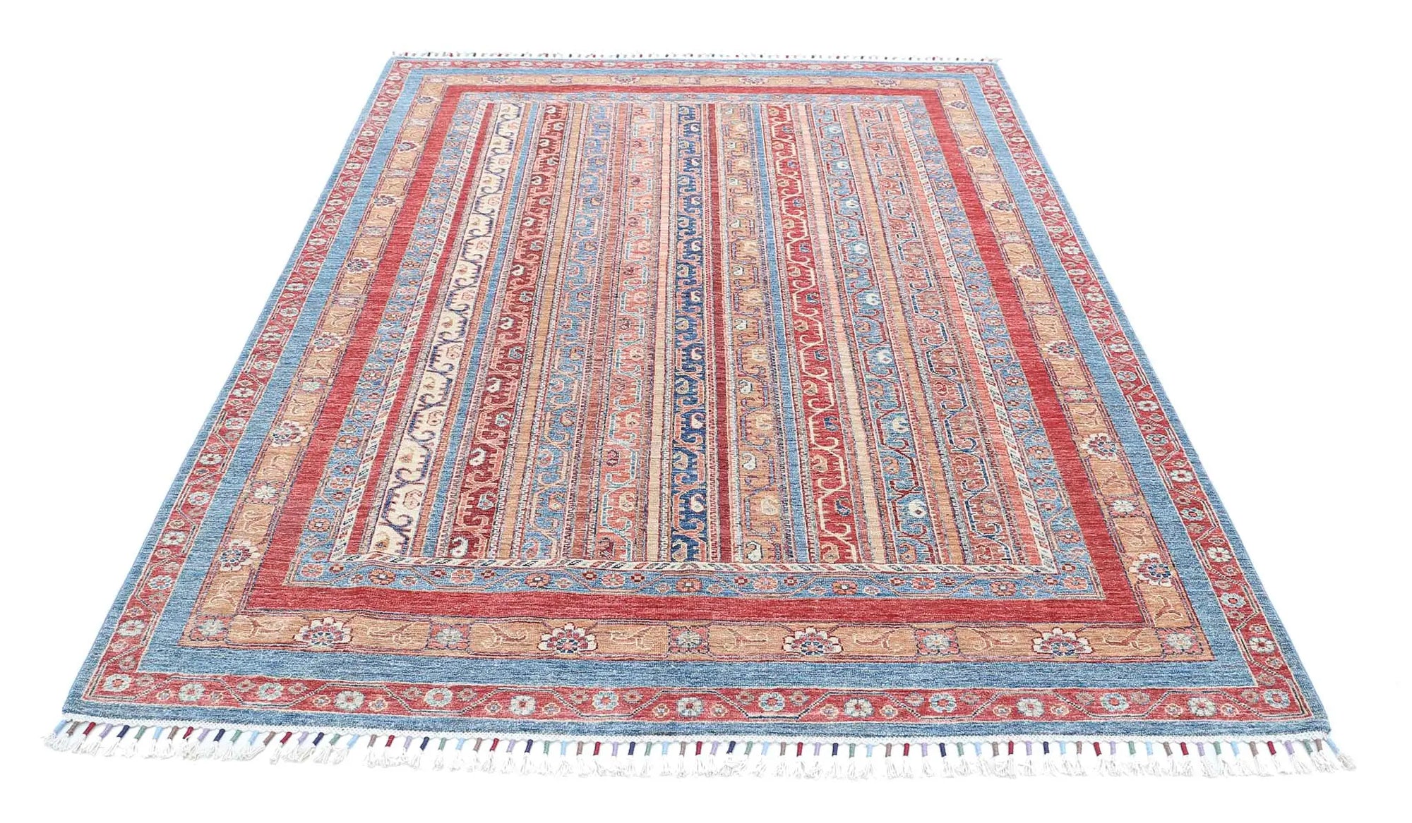 Hand Knotted Shaal Wool Rug - 5'7'' x 7'9''