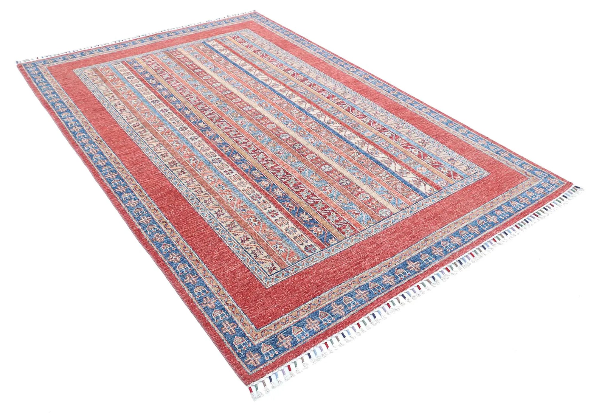 Hand Knotted Shaal Wool Rug - 5'7'' x 8'1''