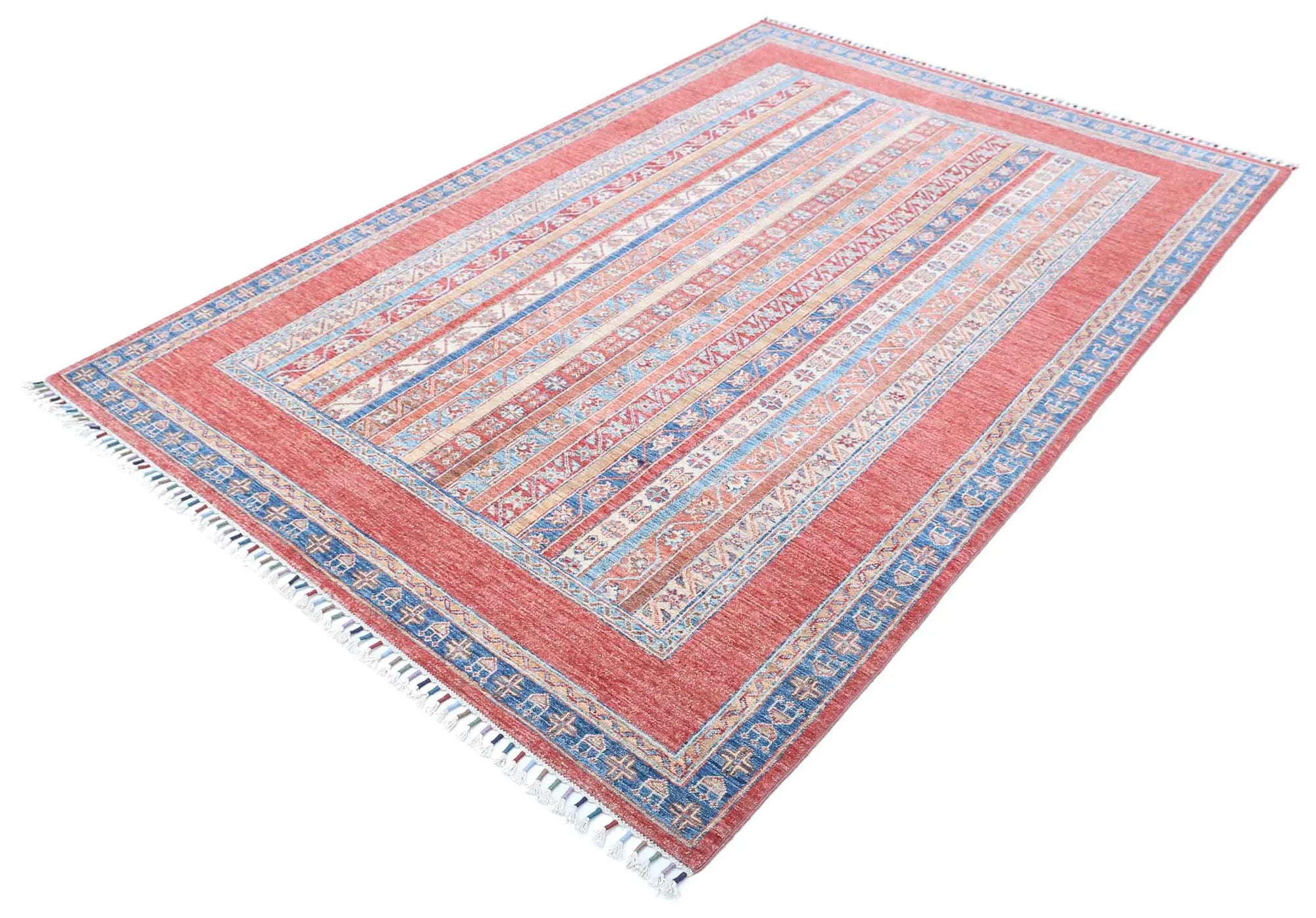 Hand Knotted Shaal Wool Rug - 5'7'' x 8'1''