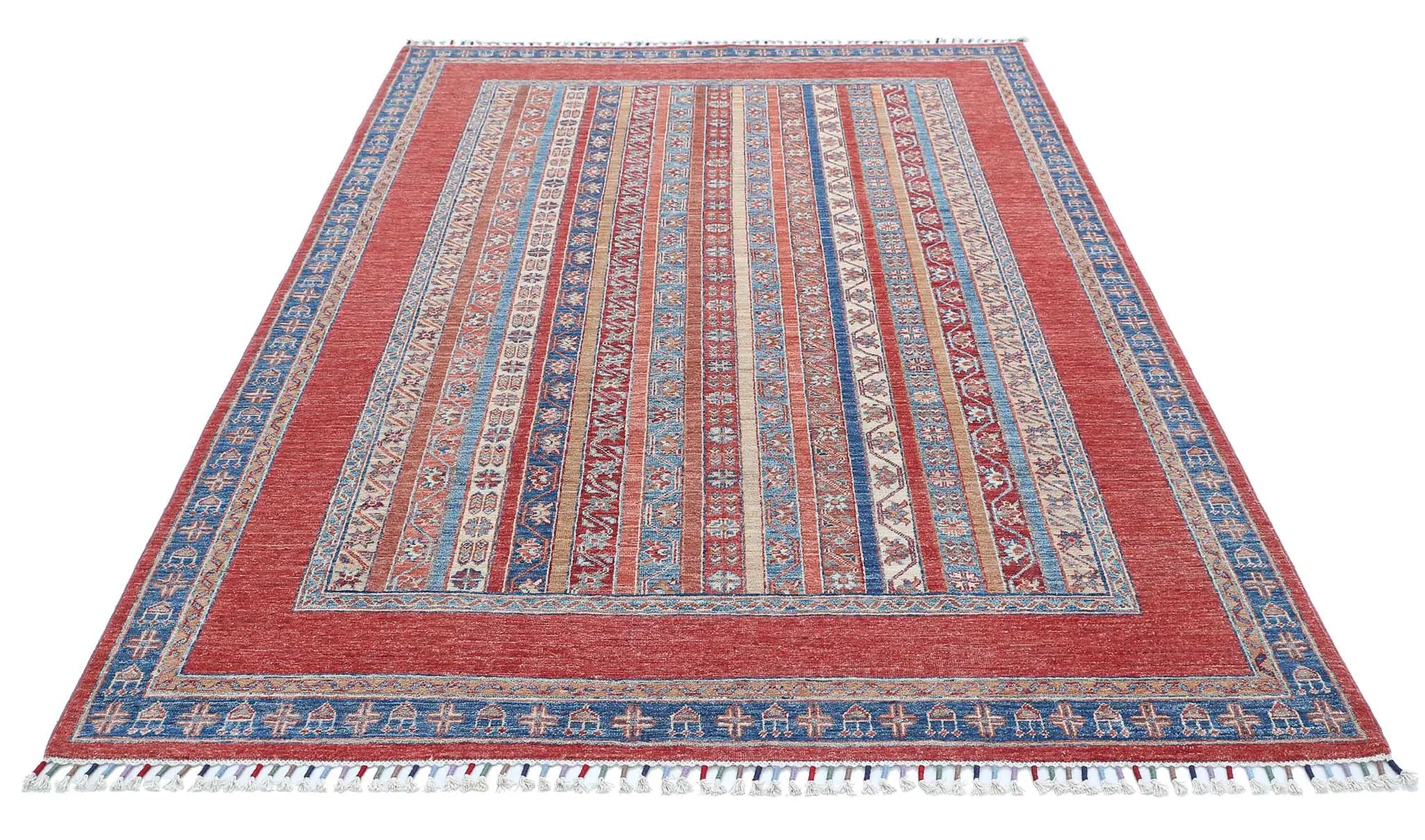 Hand Knotted Shaal Wool Rug - 5'7'' x 8'1''