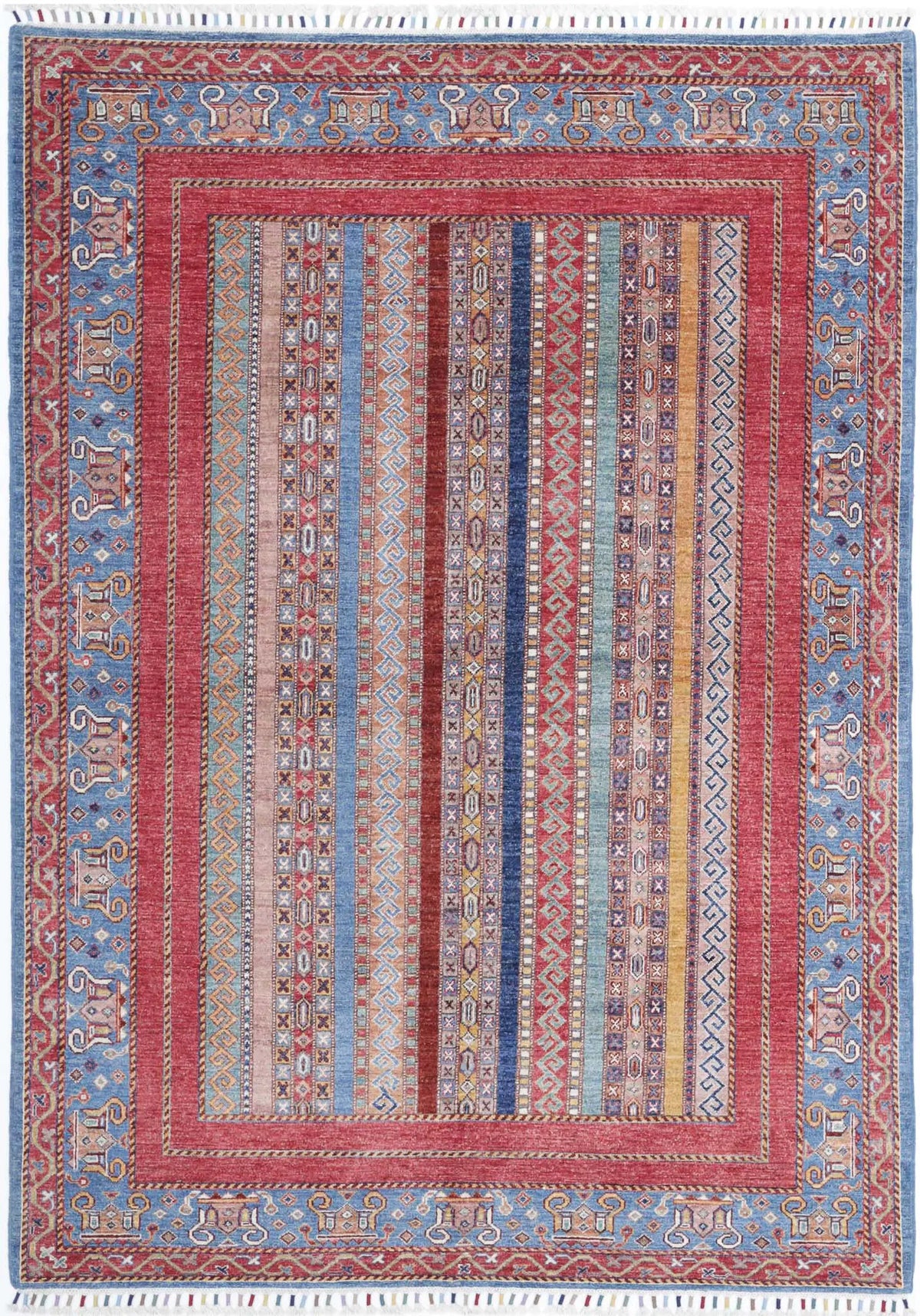 Hand Knotted Shaal Wool Rug - 5&#39;8&#39;&#39; x 7&#39;11&#39;&#39;