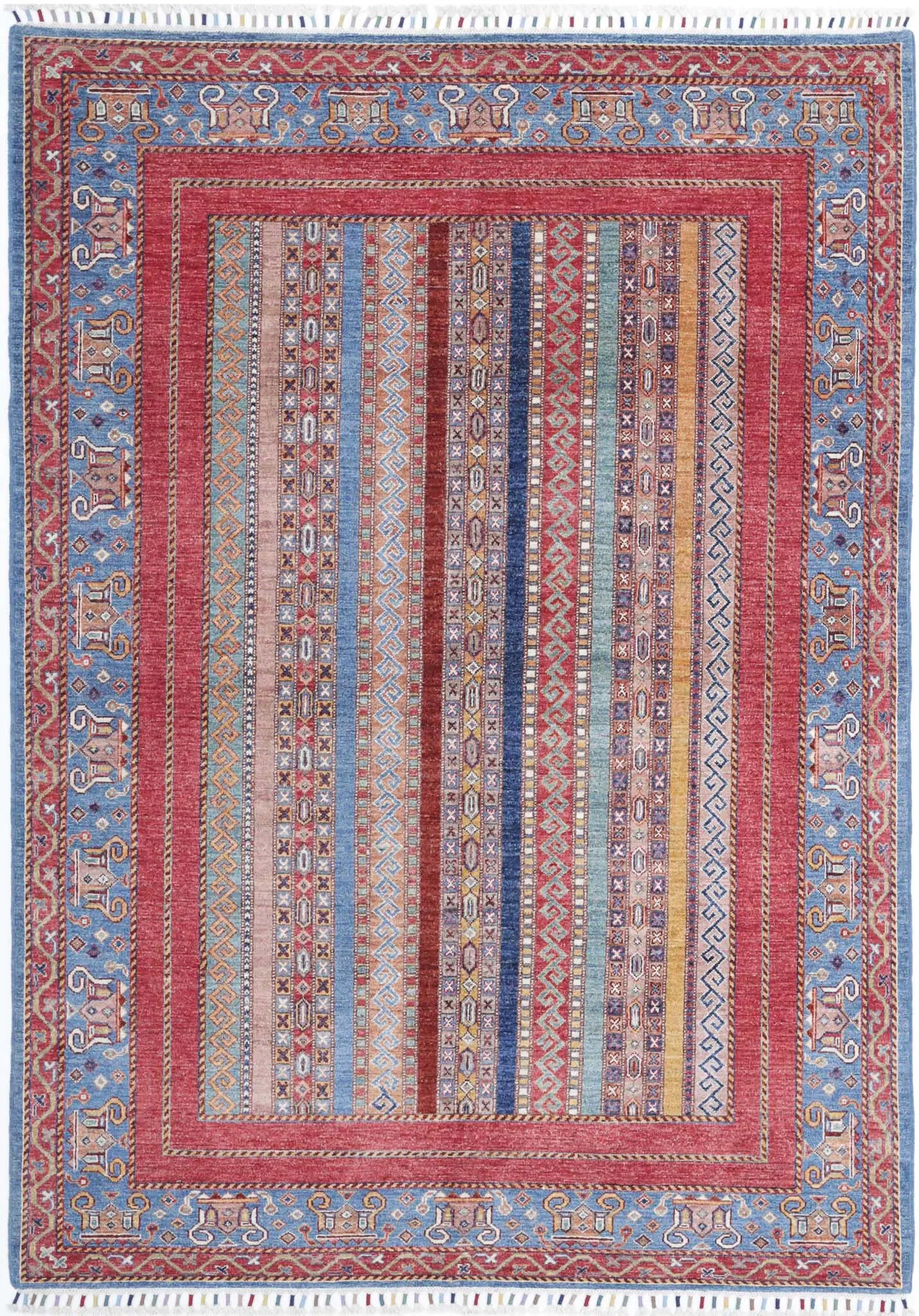 Hand Knotted Shaal Wool Rug - 5'8'' x 7'11''