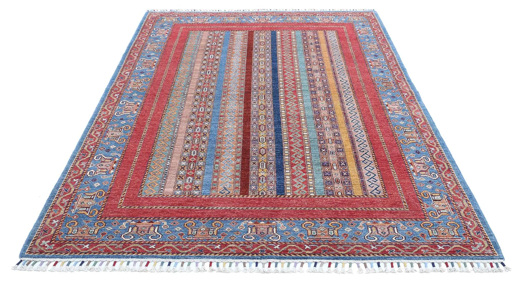Hand Knotted Shaal Wool Rug - 5'8'' x 7'11''