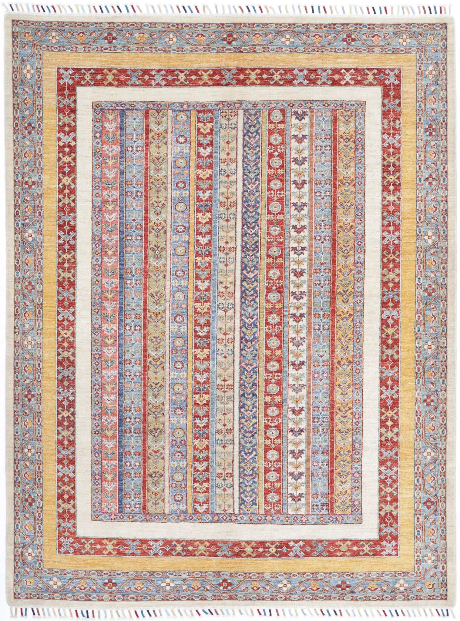 Hand Knotted Shaal Wool Rug - 5'8'' x 7'6''