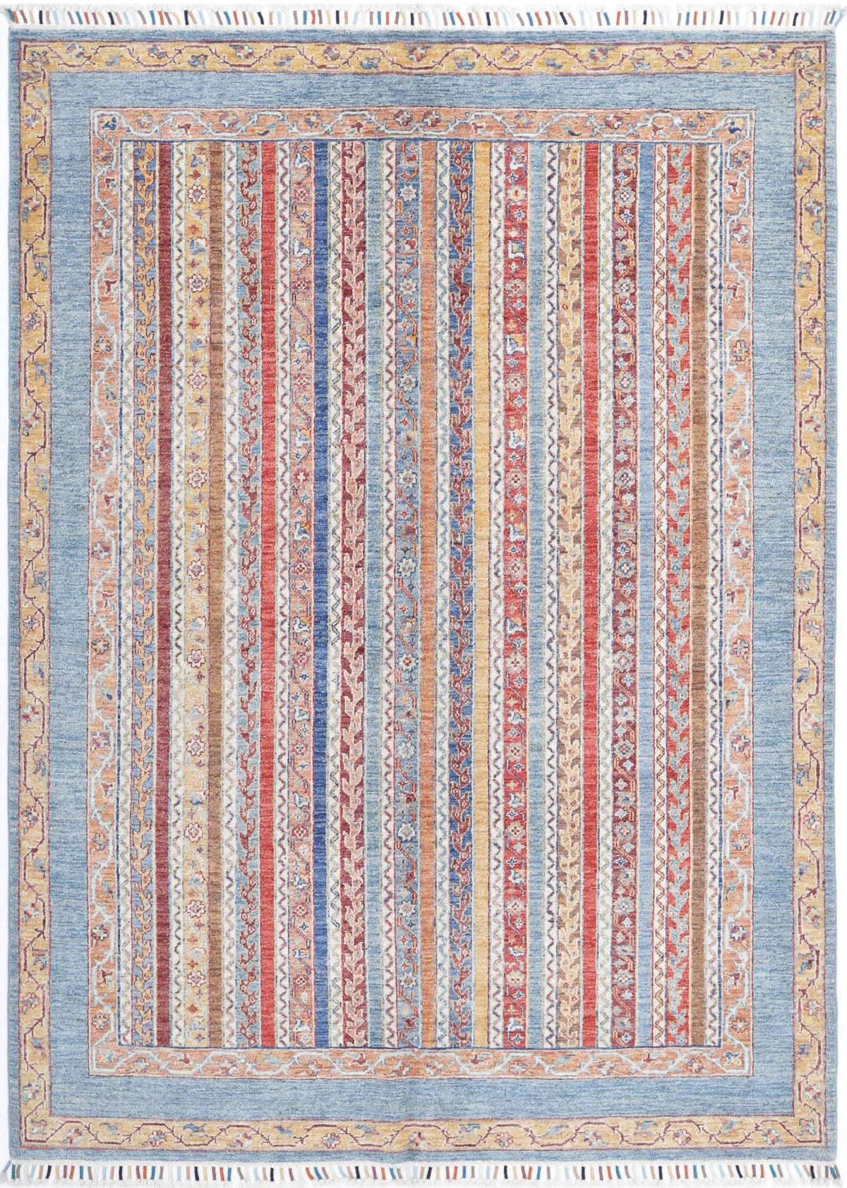 Hand Knotted Shaal Wool Rug - 5&#39;8&#39;&#39; x 7&#39;6&#39;&#39;