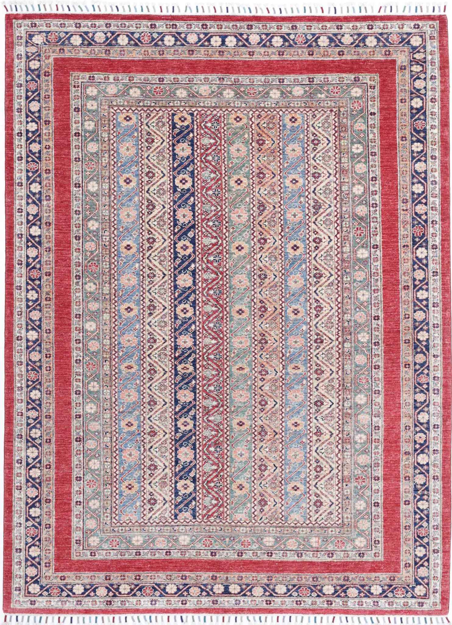 Hand Knotted Shaal Wool Rug - 5'8'' x 7'7''