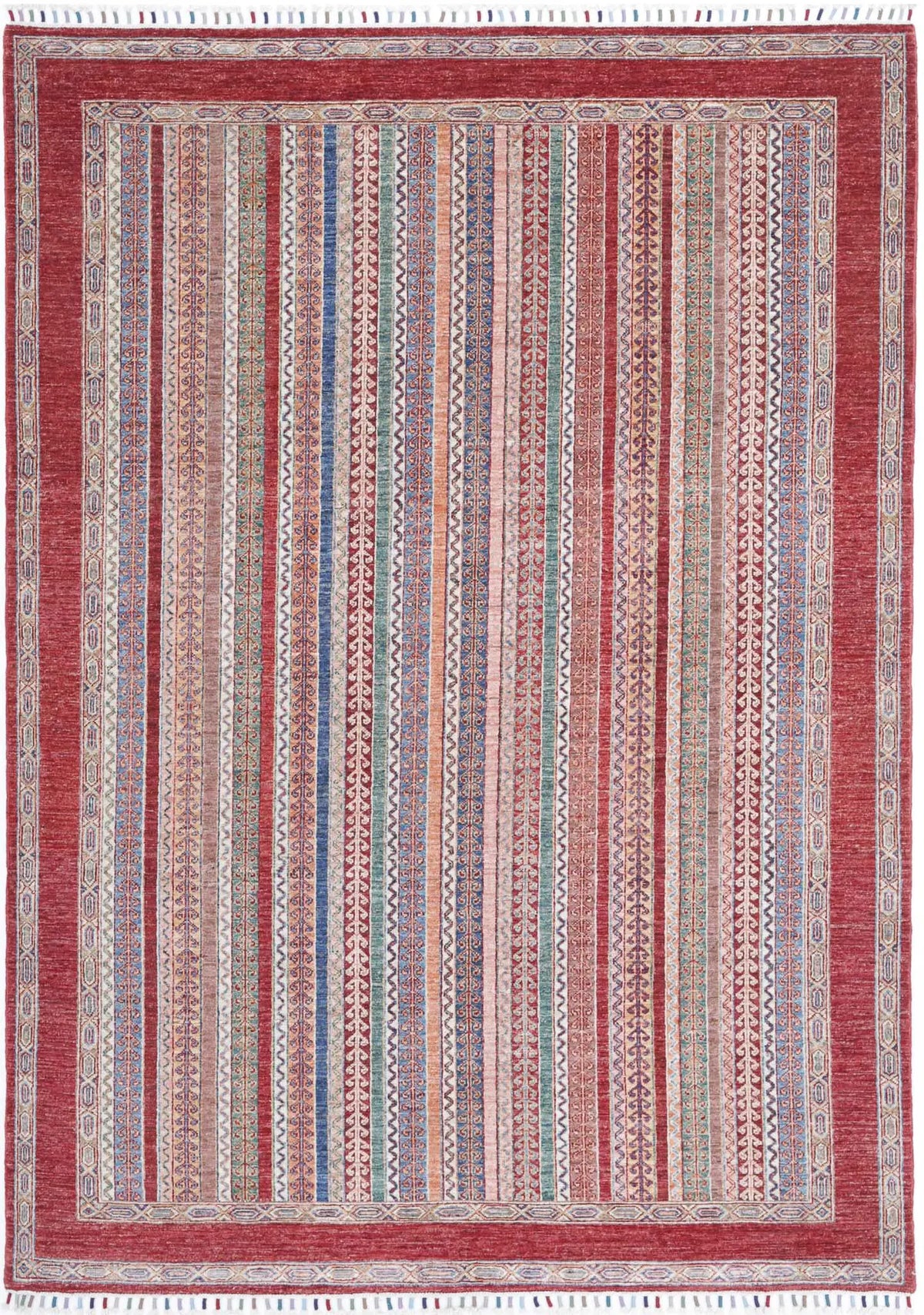 Hand Knotted Shaal Wool Rug - 5&#39;8&#39;&#39; x 8&#39;0&#39;&#39;