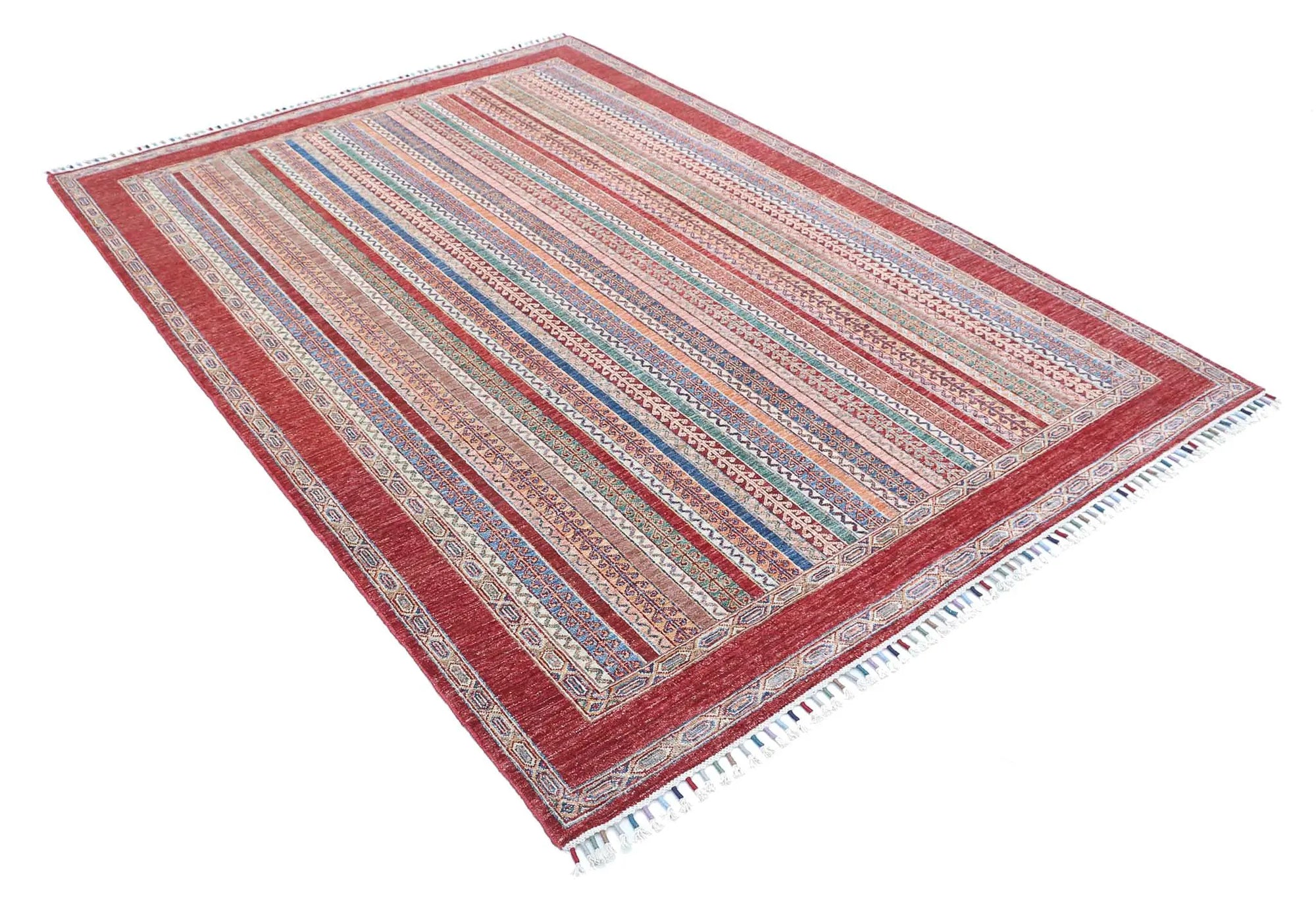 Hand Knotted Shaal Wool Rug - 5'8'' x 8'0''