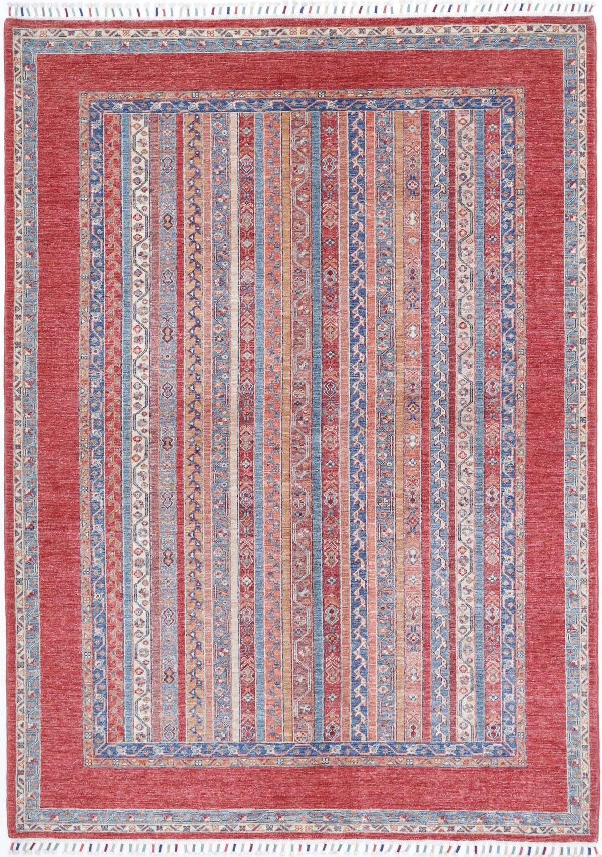 Hand Knotted Shaal Wool Rug - 5&#39;9&#39;&#39; x 7&#39;9&#39;&#39;