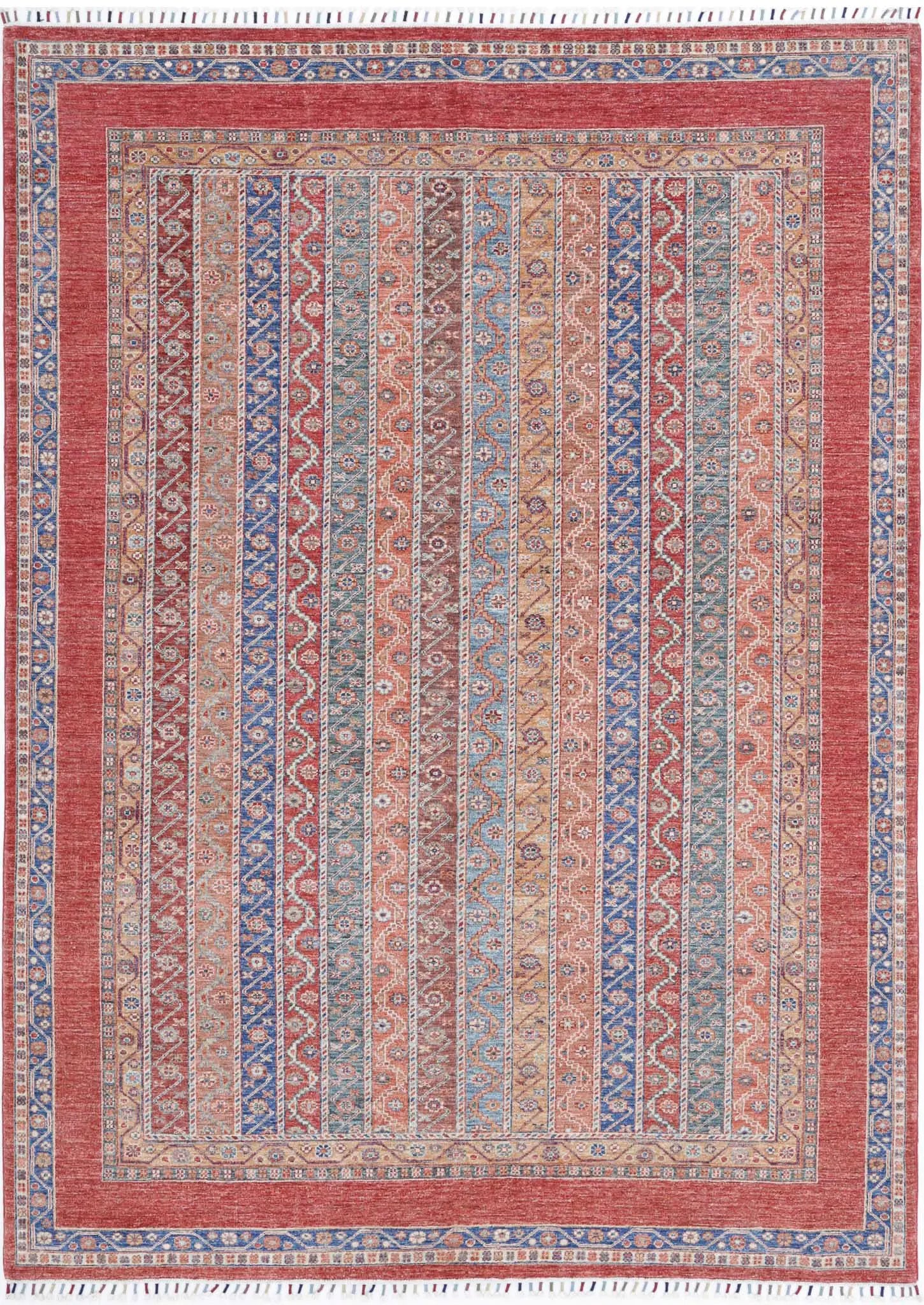 Hand Knotted Shaal Wool Rug - 6'7'' x 9'5''