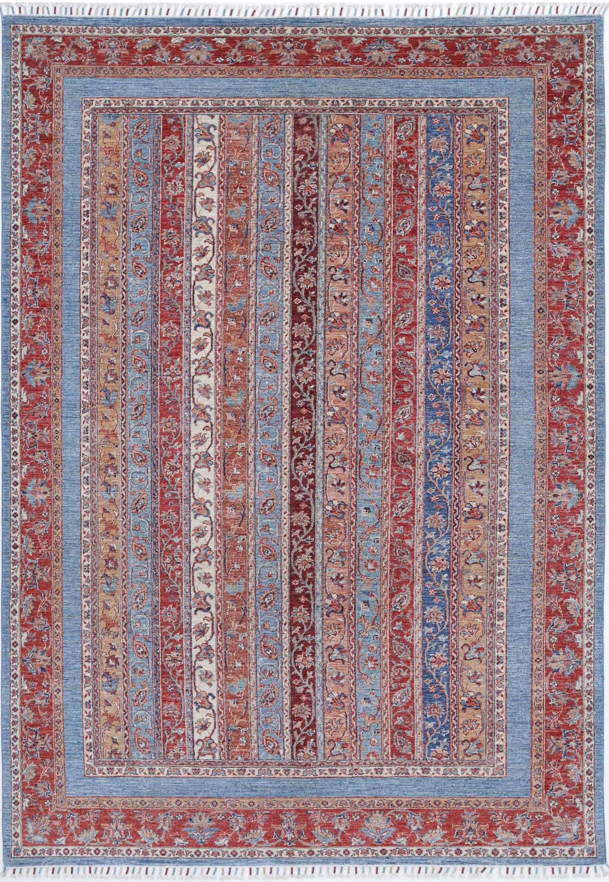 Hand Knotted Shaal Wool Rug - 6&#39;7&#39;&#39; x 9&#39;6&#39;&#39;