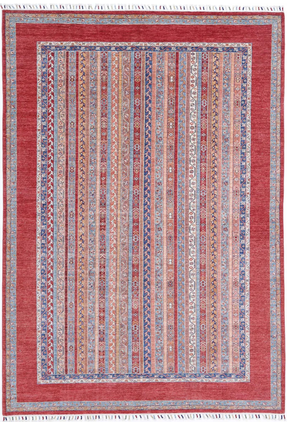 Hand Knotted Shaal Wool Rug - 6&#39;8&#39;&#39; x 9&#39;10&#39;&#39;