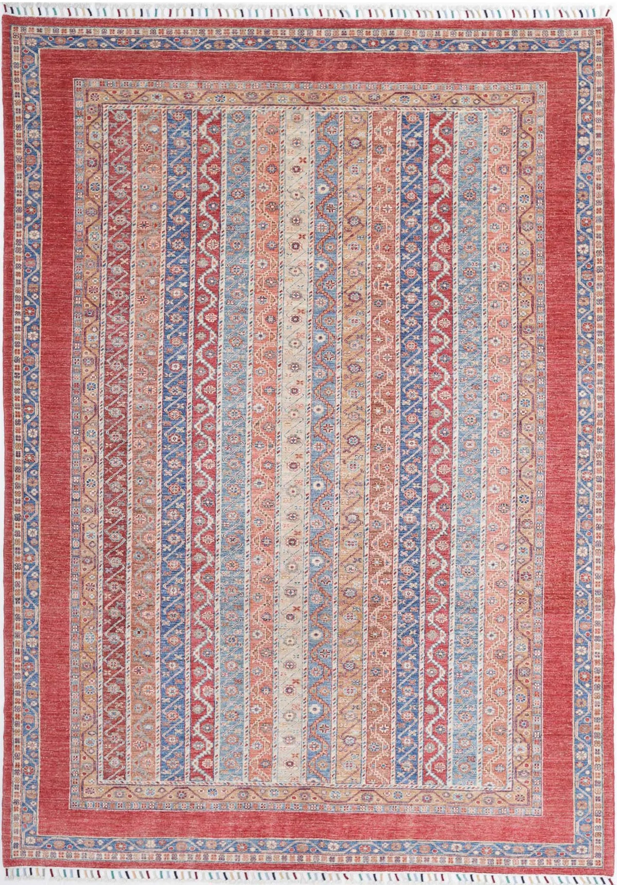 Hand Knotted Shaal Wool Rug - 6&#39;8&#39;&#39; x 9&#39;7&#39;&#39;