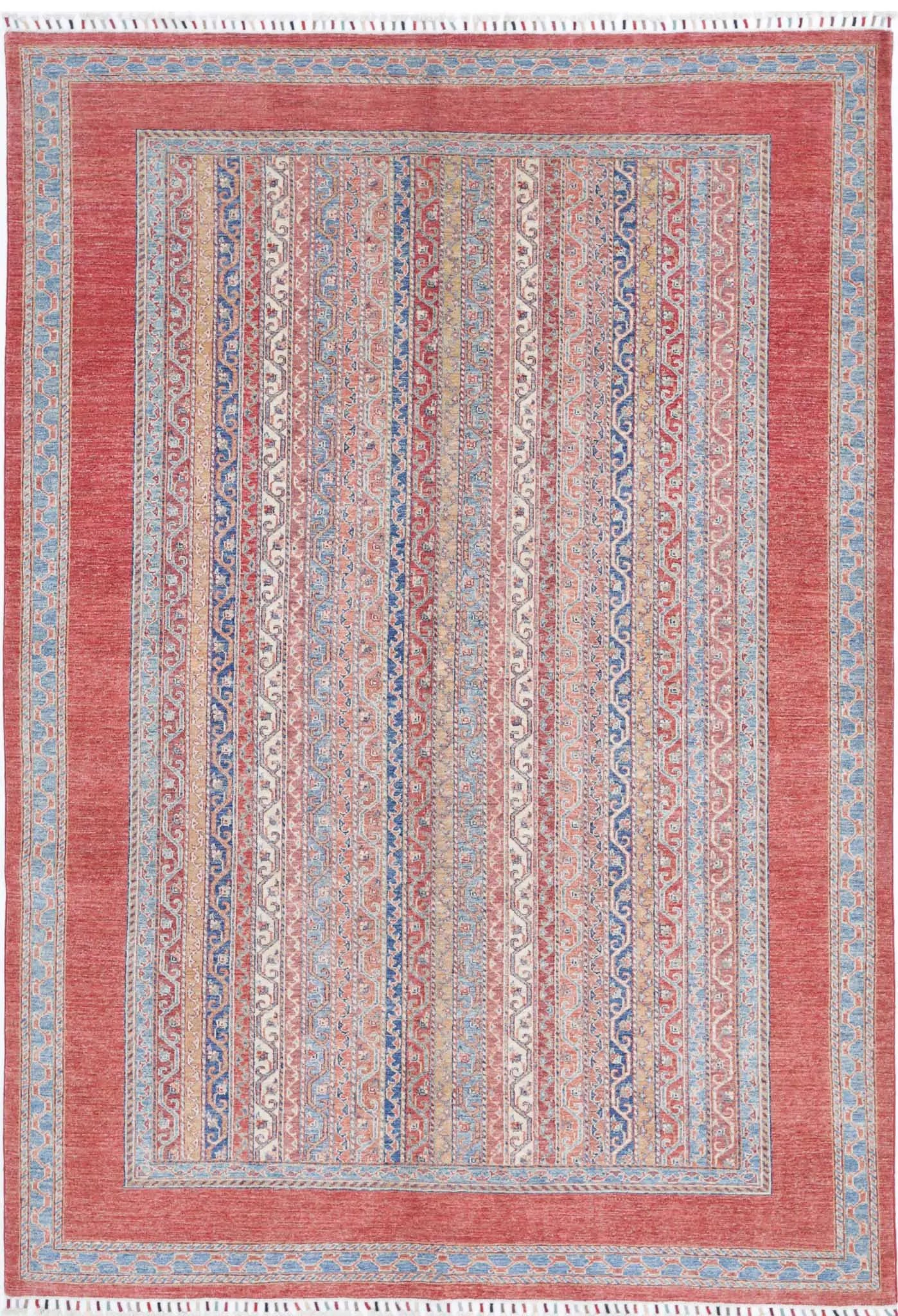 Hand Knotted Shaal Wool Rug - 6'8'' x 9'8''